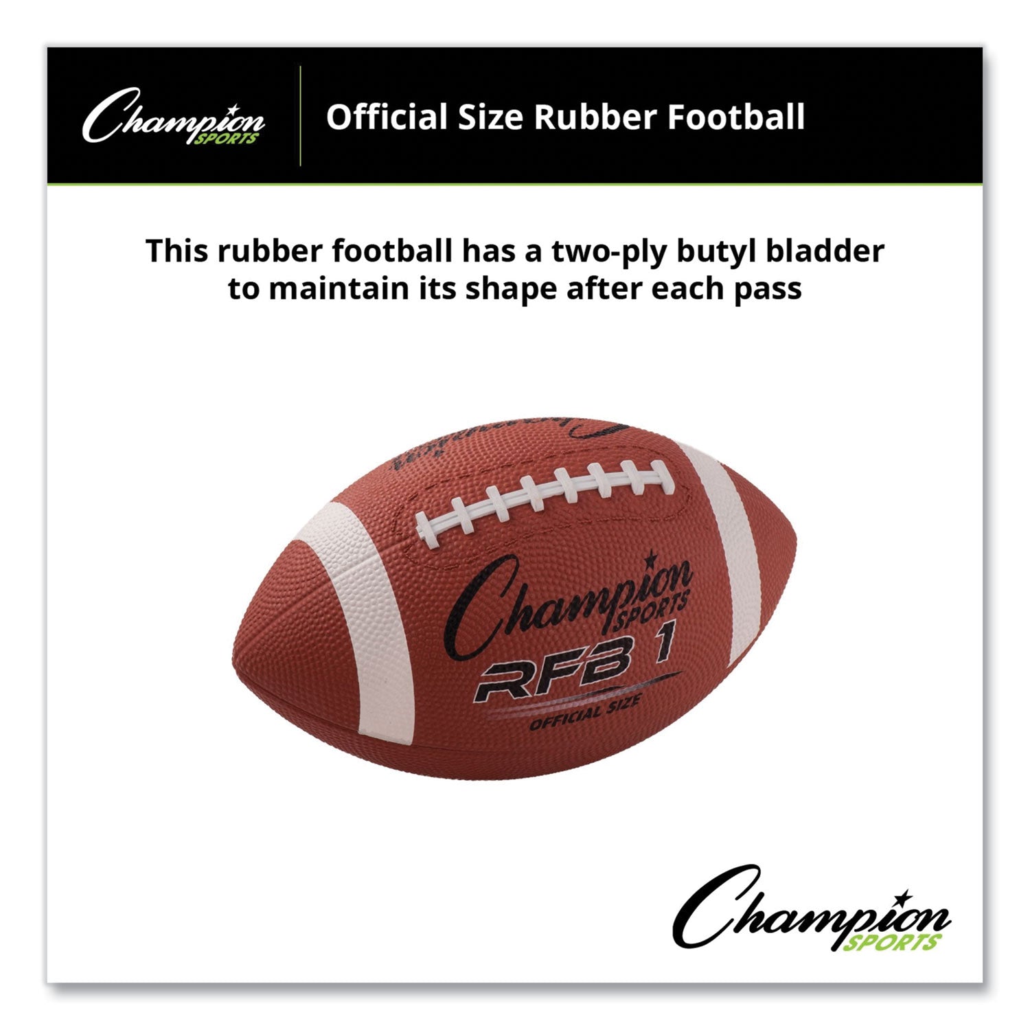 Champion Sports Rubber Sports Ball, Football, Official NFL, No. 9 Size, Brown