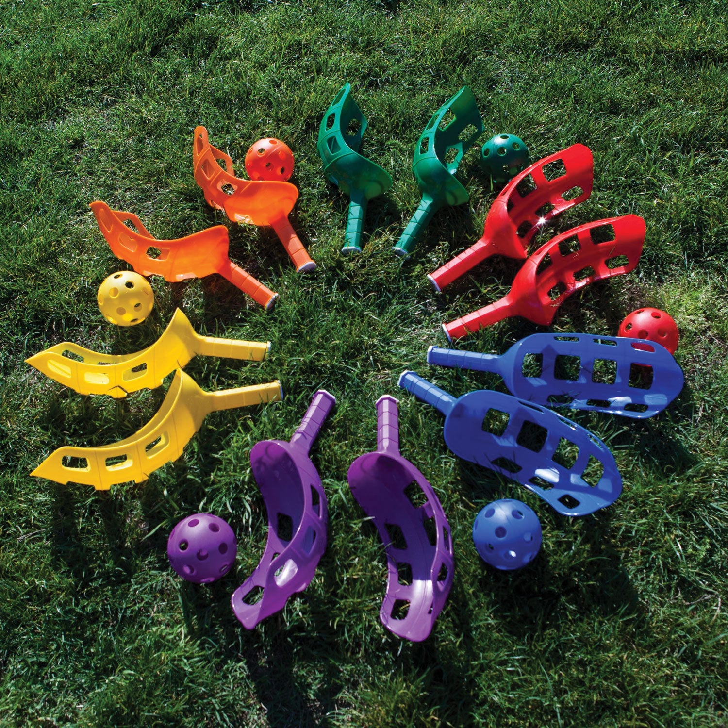 Champion Sports Scoop Ball Set, Plastic, Assorted Colors, 2 Scoops,1 Ball/set, 6/set