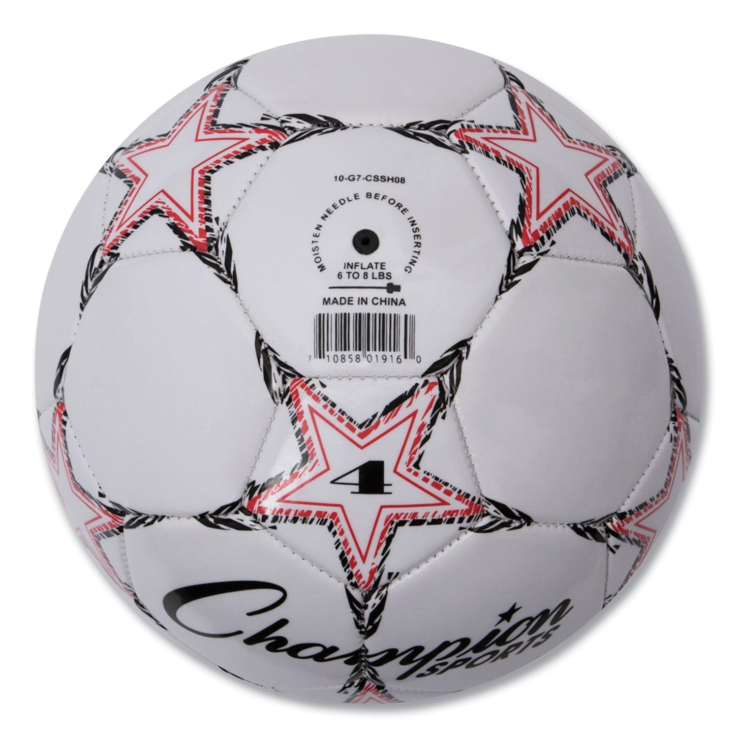 Champion Sports Viper Soccer Ball, No. 4 Size, 8" To 8.25" Diameter, White