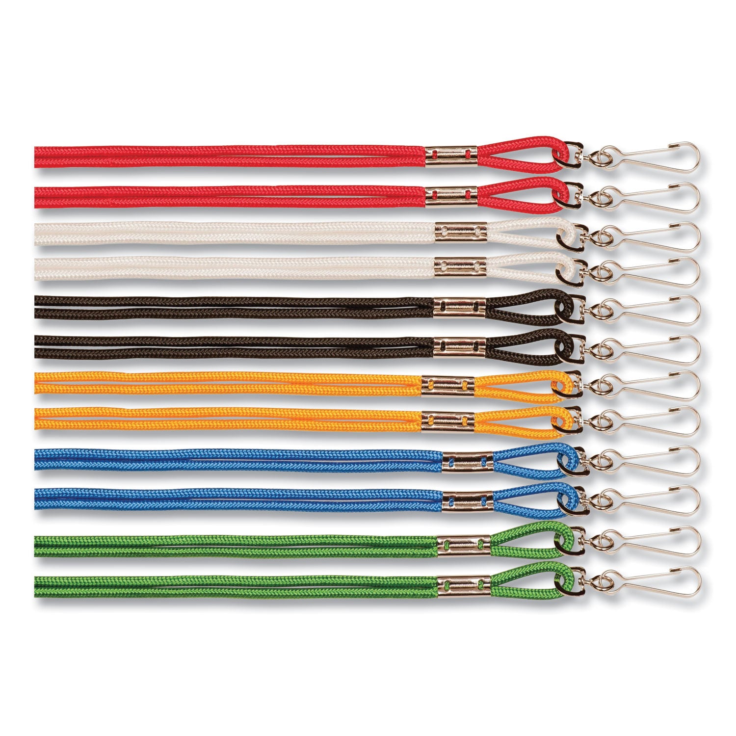 Lanyard, Metal J-Hook Fastener, 20" Long, Assorted Colors, 12/Pack