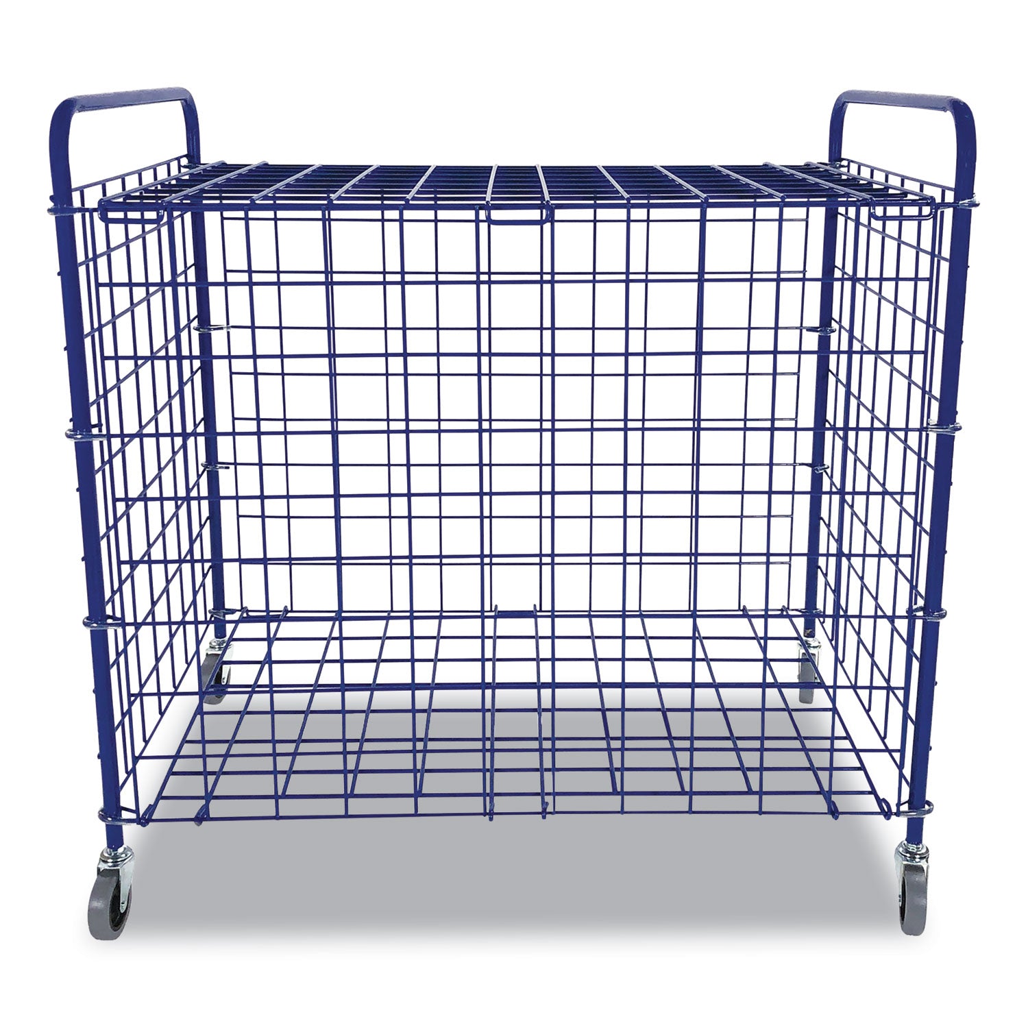 Lockable Ball Storage Cart, Fits Approximately 24 Balls, Metal, 37" x 22" x 20", Blue