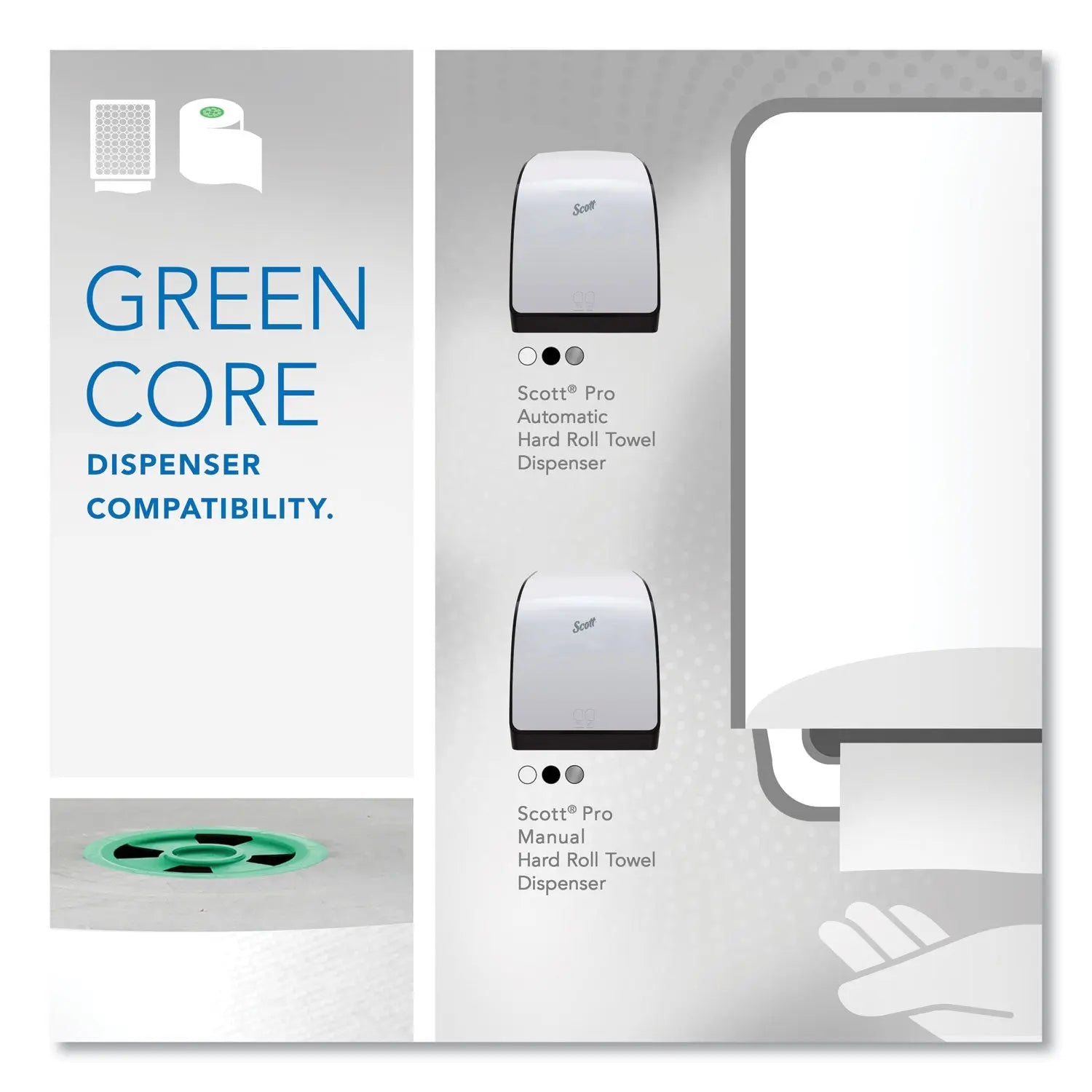 Pro Hard Roll Paper Towels with Absorbency Pockets, for Scott Pro Dispenser, Green Core Only, 1-Ply, 7.5" x 900 ft,6 Rolls/CT Scott® Flipcost