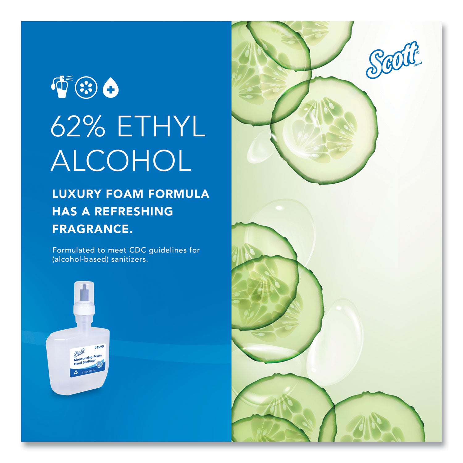 Scott® Pro Moisturizing Foam Hand Sanitizer, 1,200 Ml Cassette, Fruity Cucumber Scent, 2/carton