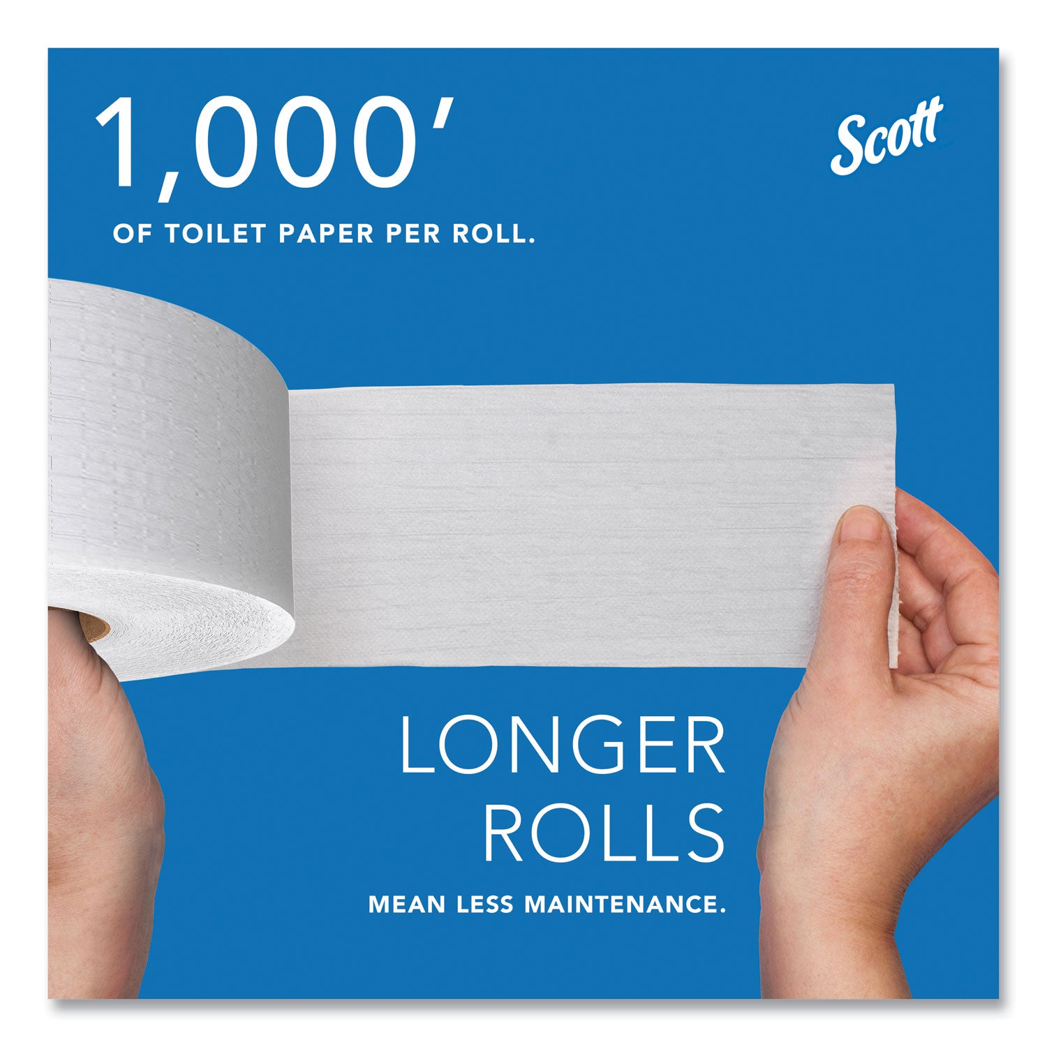 Scott® Essential 100% Recycled Fiber JRT Bathroom Tissue for Business, Septic Safe, 2-Ply, White, 3.55" x 1,000 ft, 12 Rolls/Carton