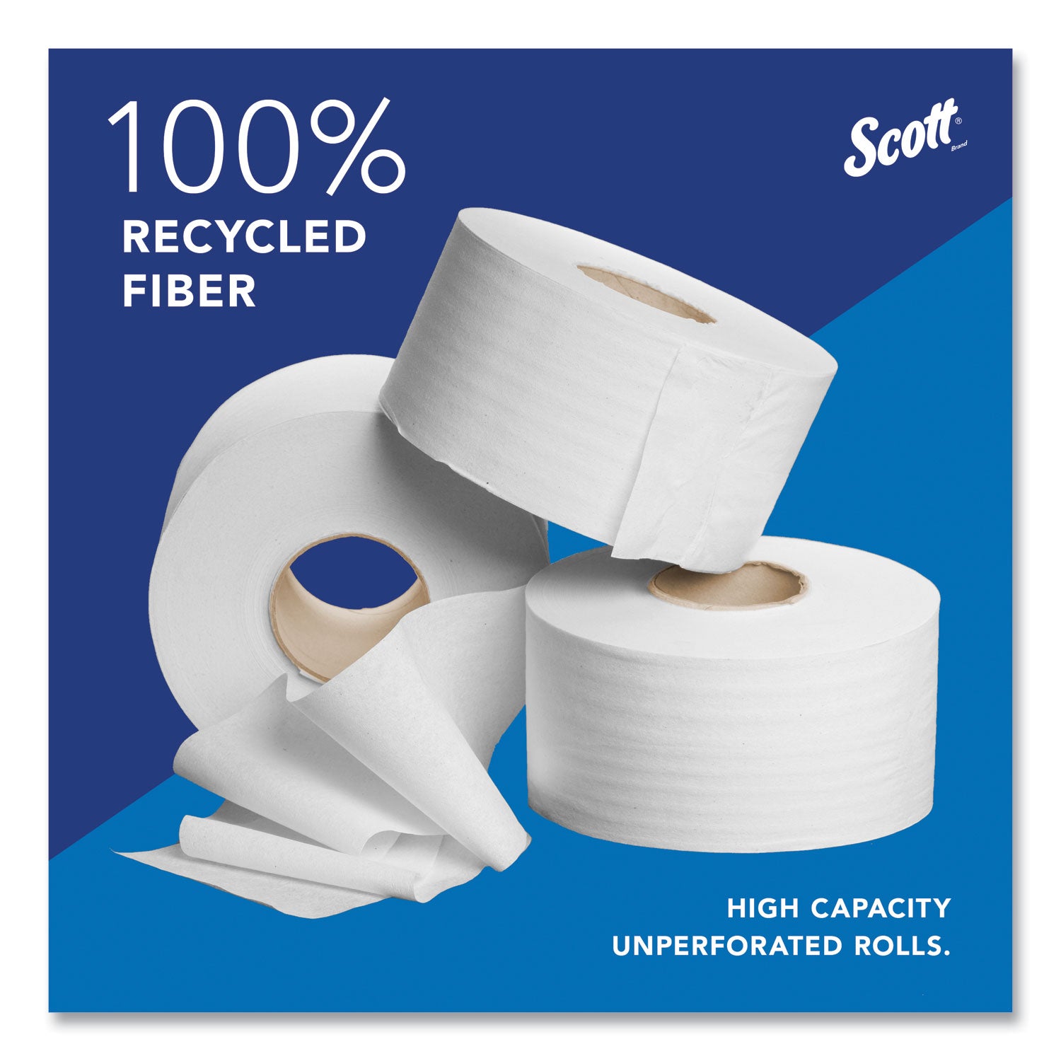 Scott® Essential 100% Recycled Fiber JRT Bathroom Tissue for Business, Septic Safe, 2-Ply, White, 3.55" x 1,000 ft, 12 Rolls/Carton