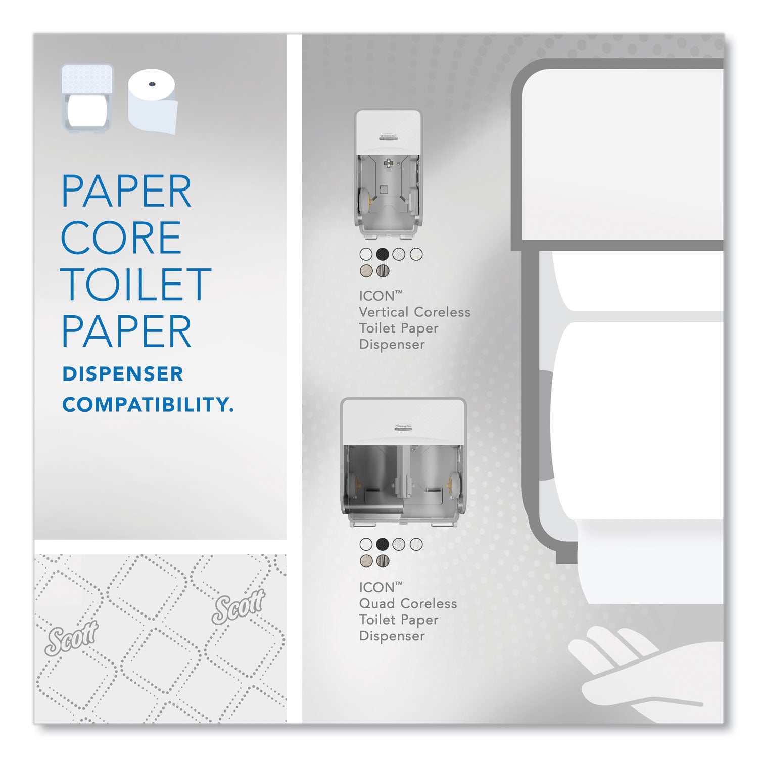 Scott® Pro Small Core High Capacity/SRB Bath Tissue, Septic Safe, 2-Ply, White, 1,100 Sheets/Roll, 36 Rolls/Carton