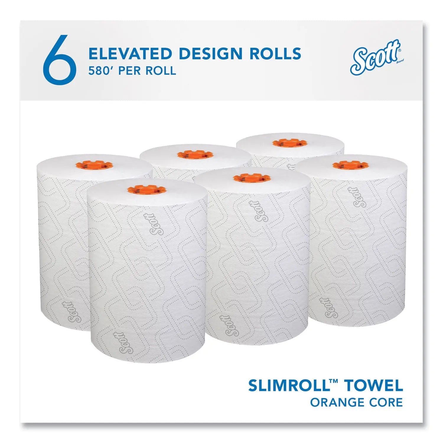 Slimroll Towels, 1-Ply, 8" x 580 ft, White/Orange Core, 6 Roll/Carton Scott® Flipcost
