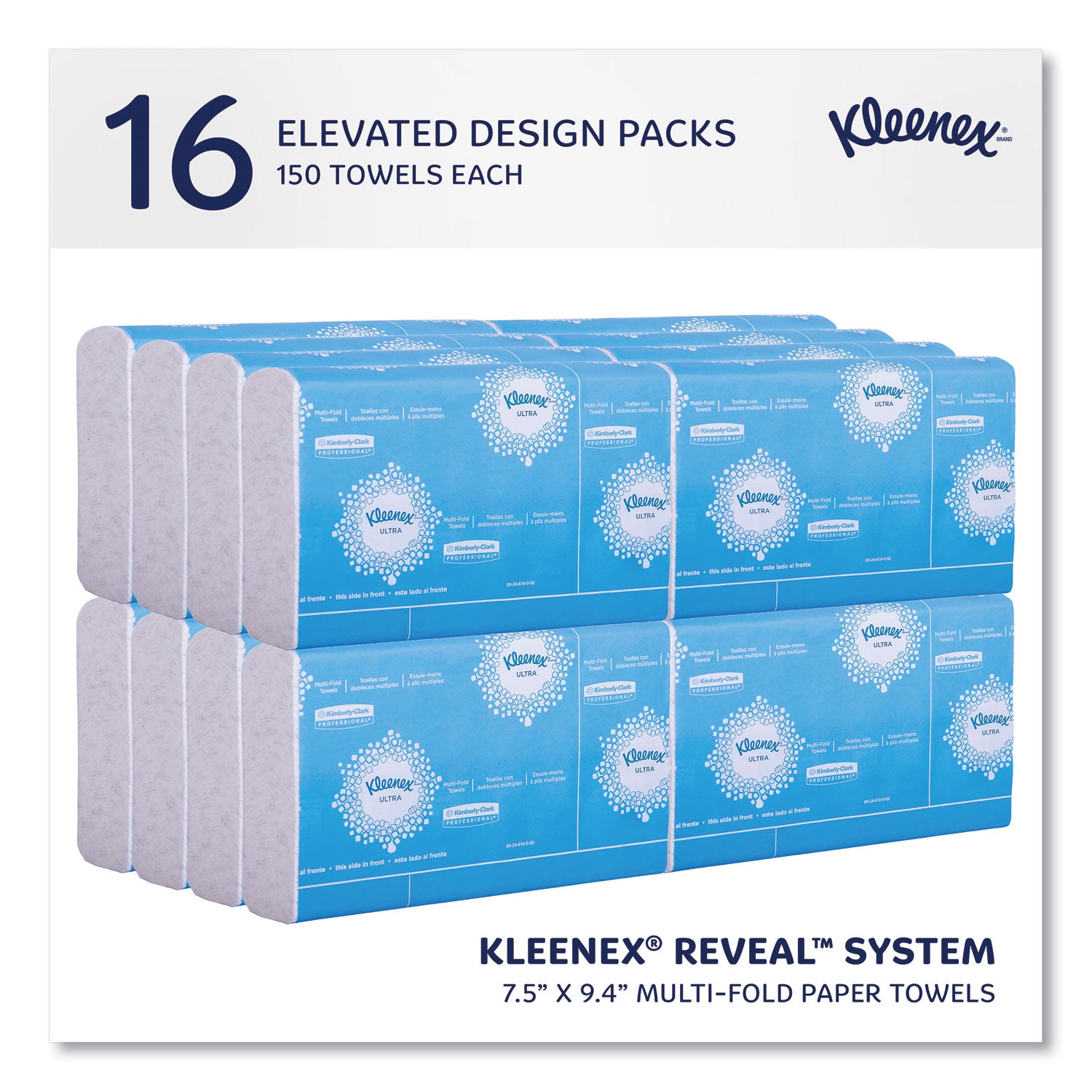 Kleenex® Reveal Multi-Fold Towels, 2-Ply, 8 X 9.4, White, 16/carton