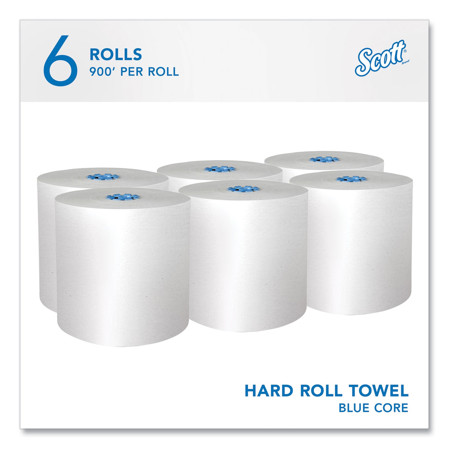 Scott® Pro Hard Roll Paper Towels with Absorbency Pockets, for Scott Pro Dispenser, Blue Core Only, 1-Ply, 7.5" x 900 ft, 6 Rolls/CT