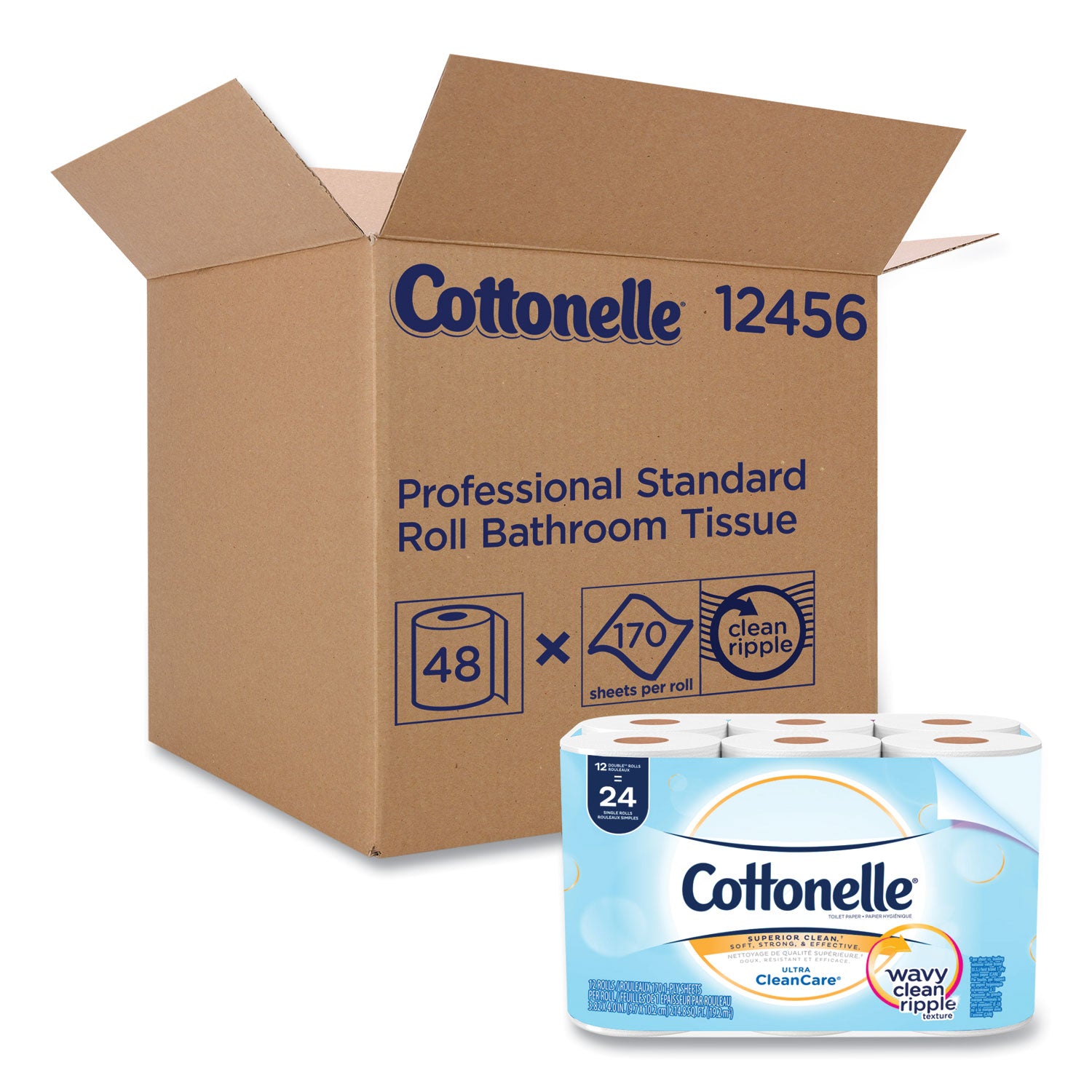 Cottonelle® Clean Care Bathroom Tissue, Septic Safe, 1-Ply, White, 170 Sheets/roll, 48 Rolls/carton