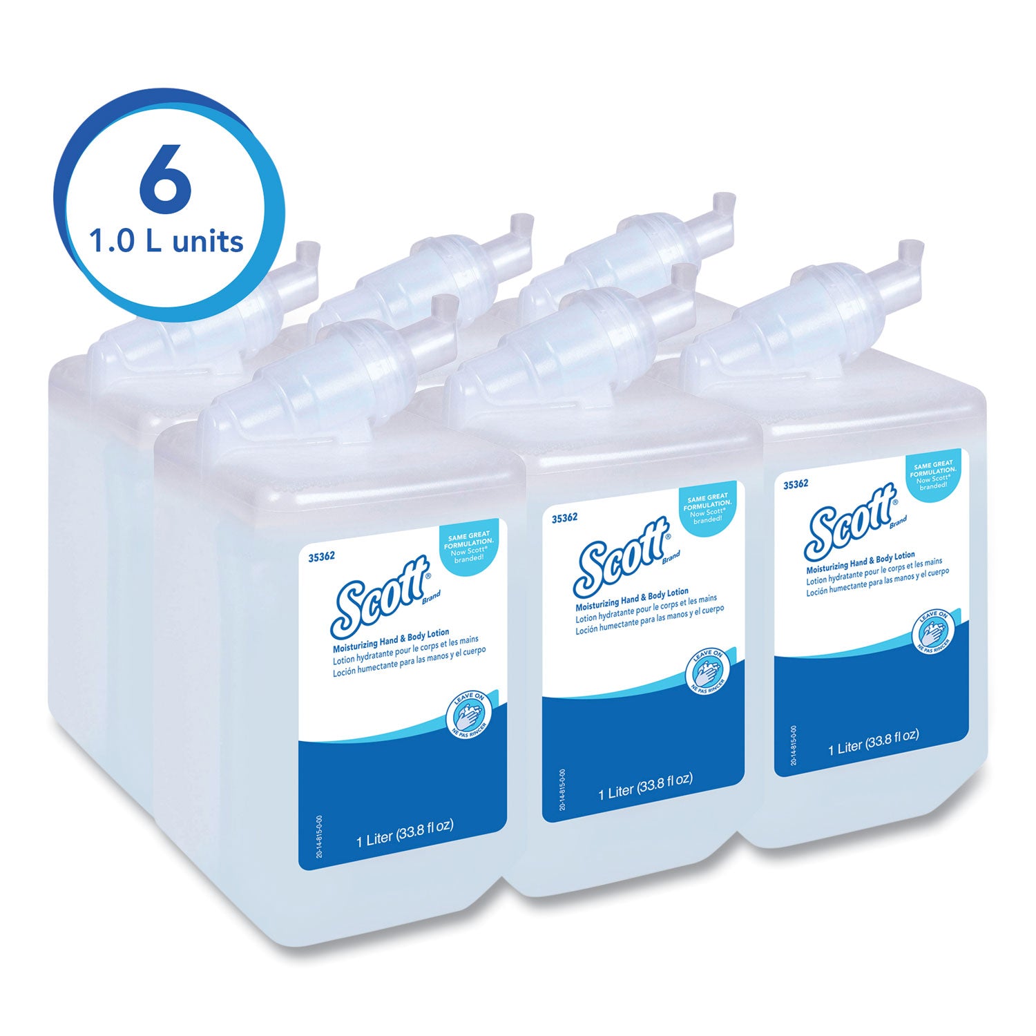 Scott® Moisturizing Hand and Body Lotion, 1 L Bottle, Fresh Scent, 6/Carton