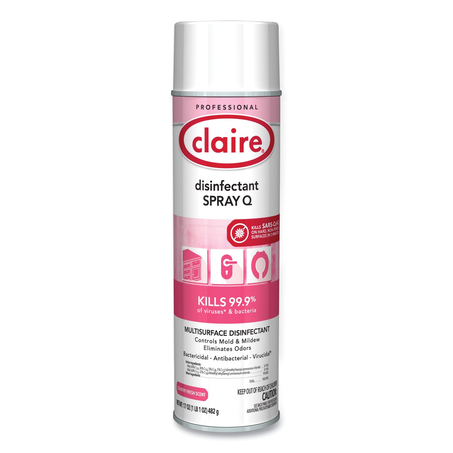 Claire® Spray Q Disinfectant, Country Fresh Scent, 17 oz Aerosol Spray, Dozen