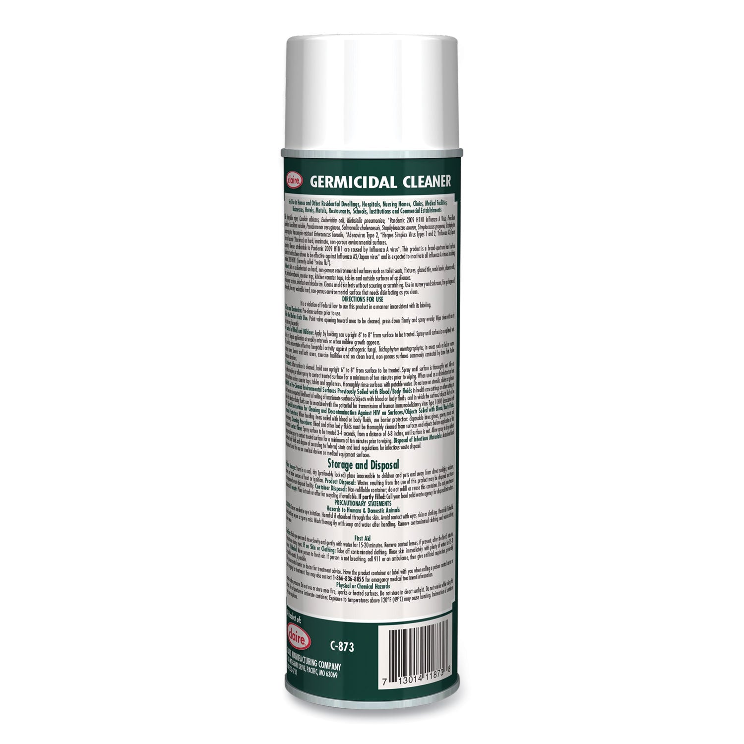 Claire® Germicidal Cleaner, Floral Scent, 19 oz Aerosol Spray, Dozen