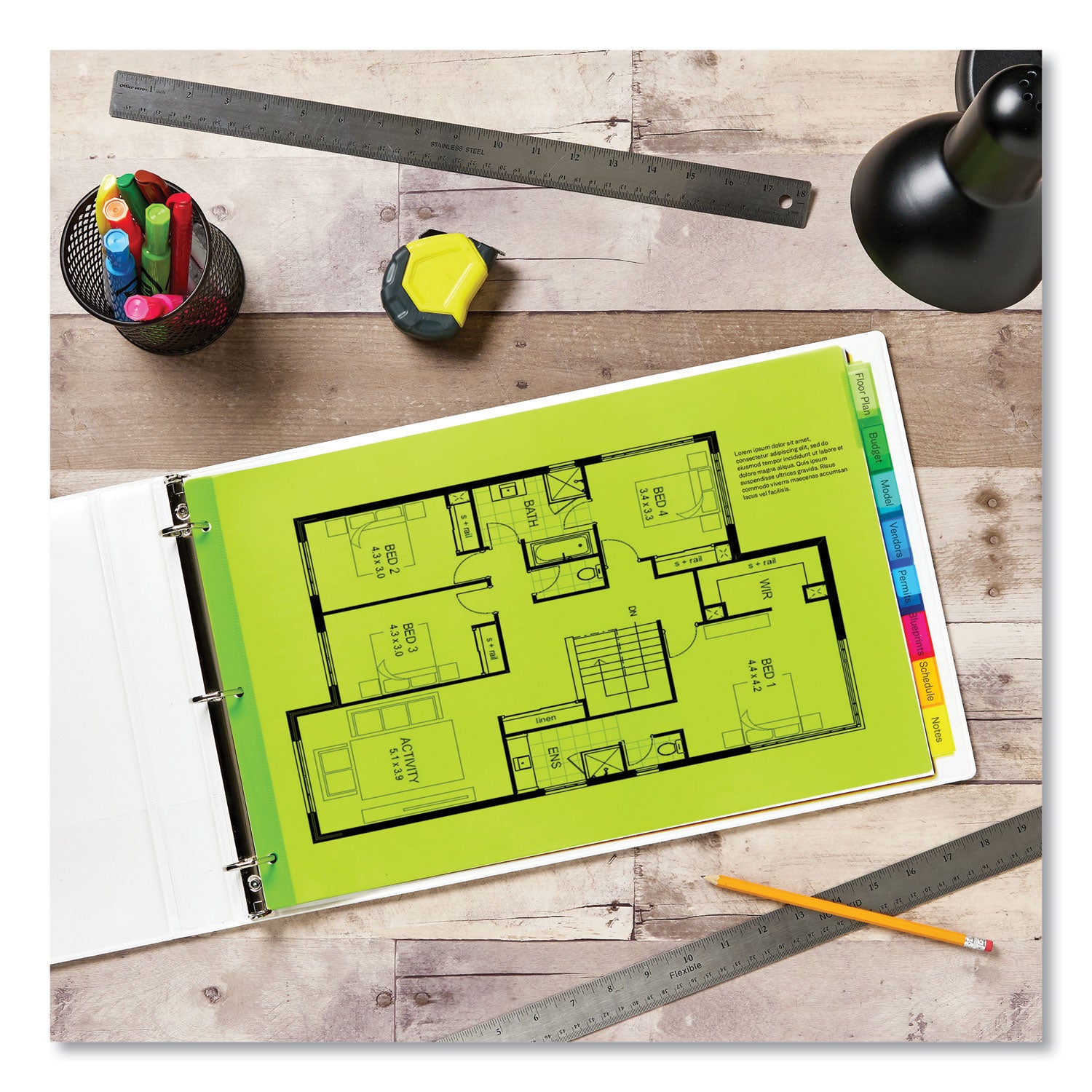 Avery® Insertable Big Tab Plastic Dividers, 8-Tab, 11 X 17, Green, 1 Set