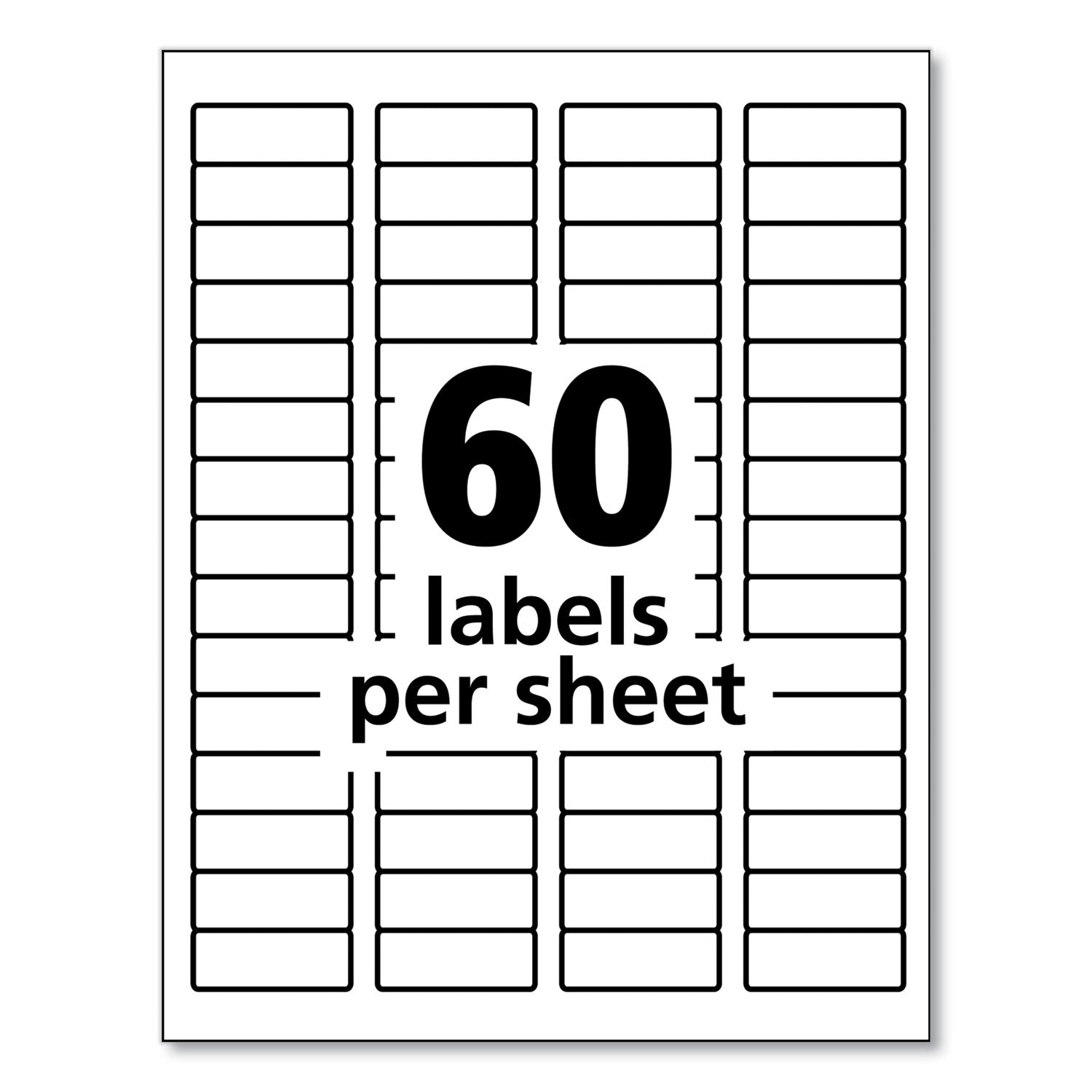 Avery® Durable Permanent Id Labels With Trueblock Technology, Laser Printers, 0.66 X 1.75, White, 60/sheet, 50 Sheets/pack