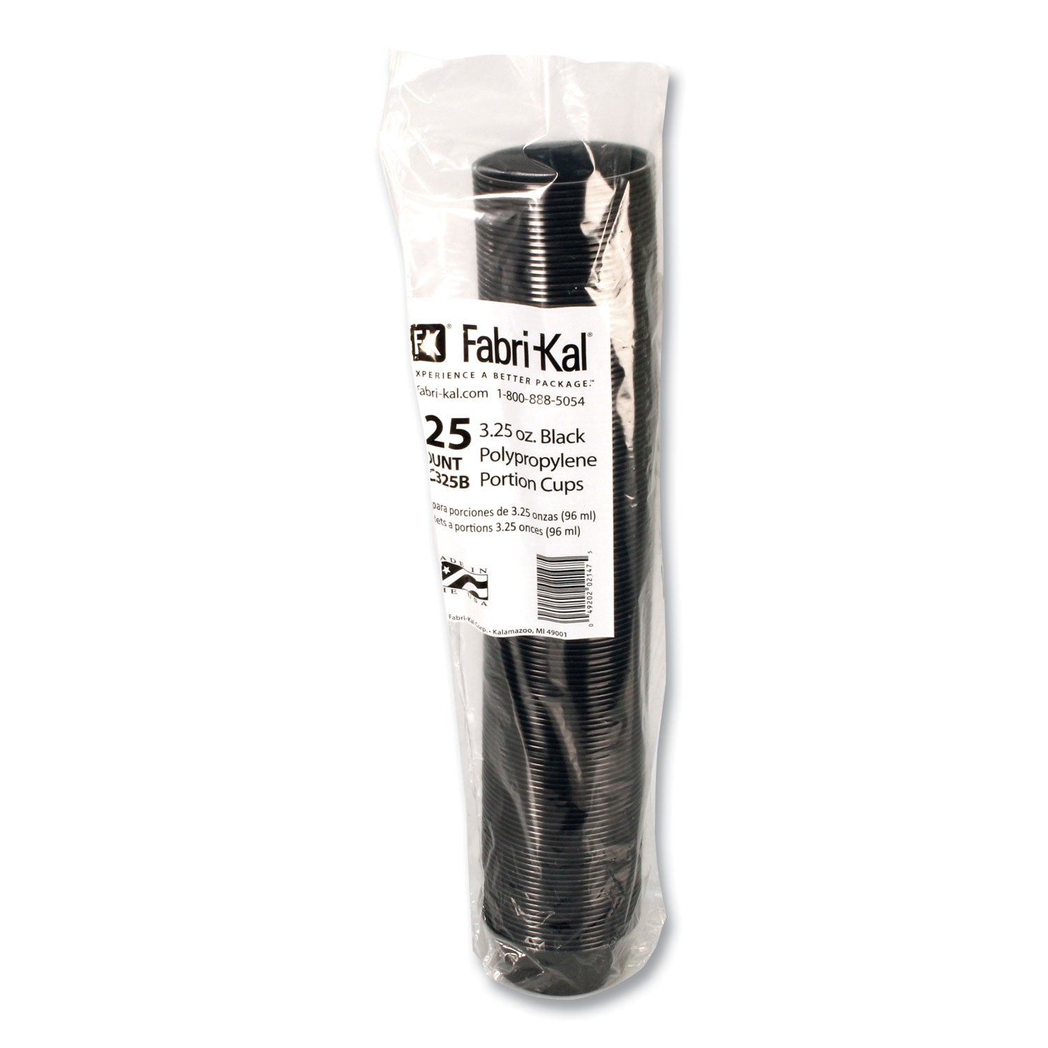 Fabri-Kal® Portion Cups, 3.25 oz, Plastic, Black, 250/Sleeve, 10 Sleeves/Carton