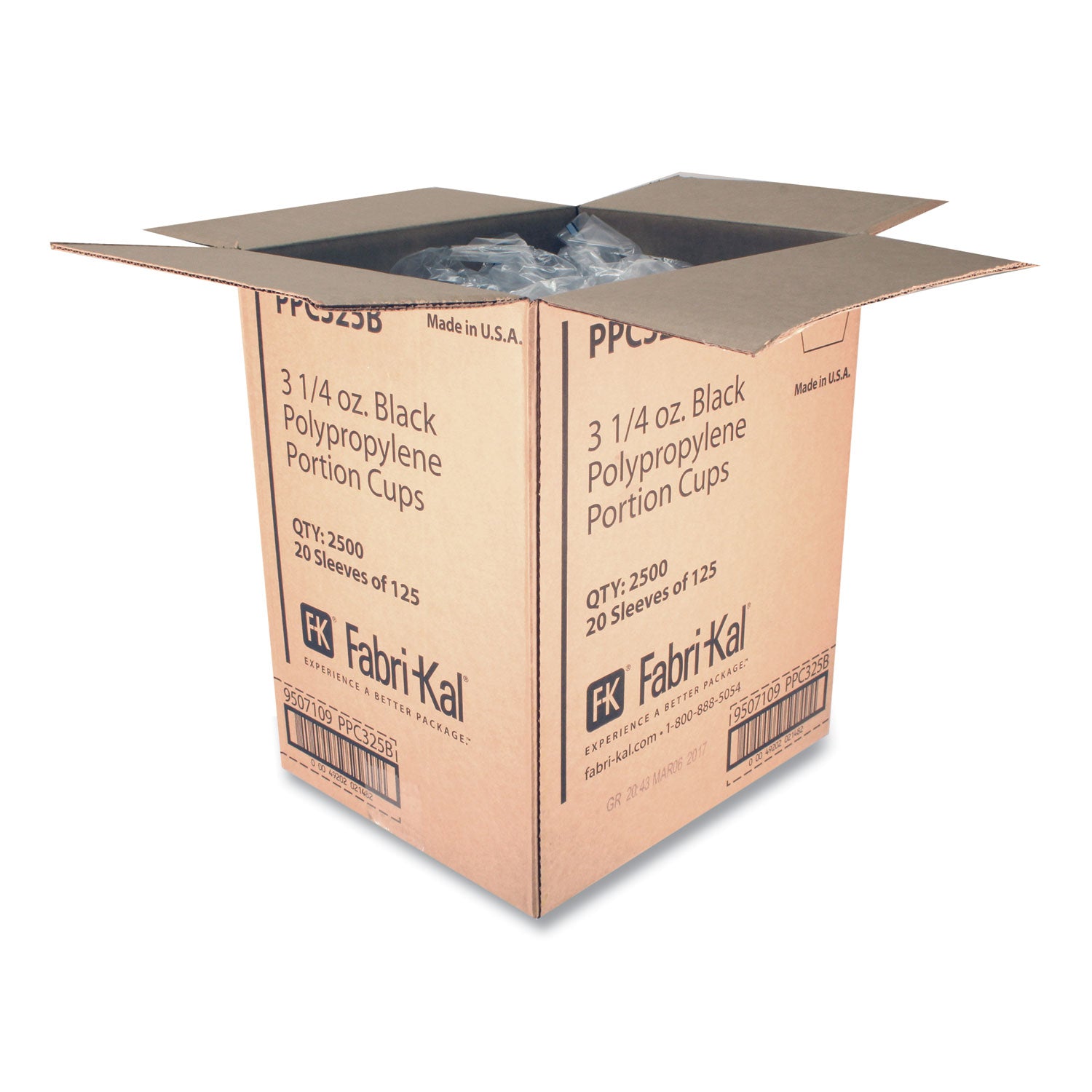 Fabri-Kal® Portion Cups, 3.25 oz, Plastic, Black, 250/Sleeve, 10 Sleeves/Carton