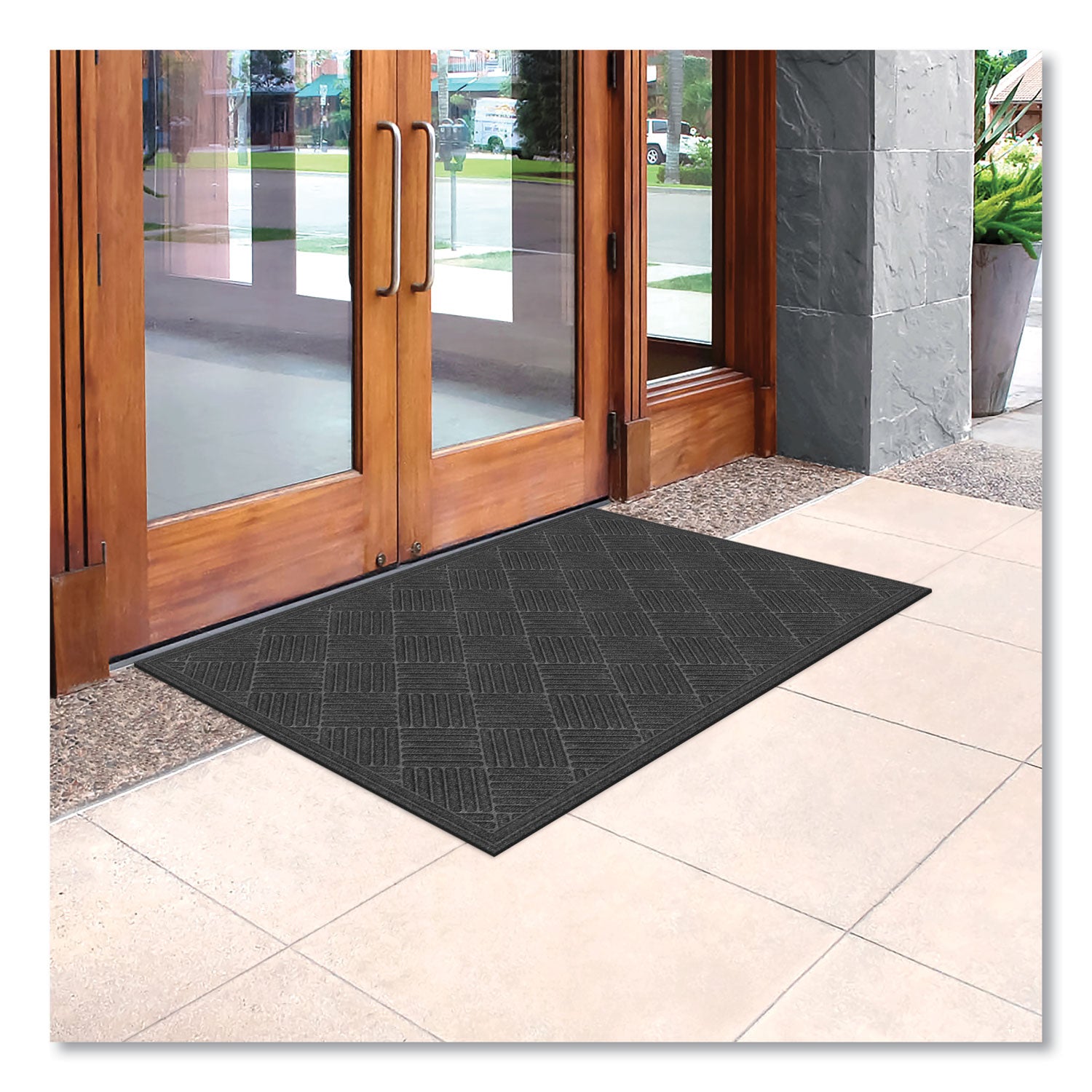 Apache Mills® Ecomat Crosshatch Entry Mat, 36 x 60, Charcoal