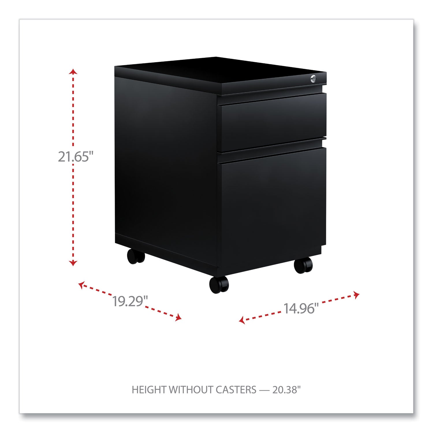 Alera® File Pedestal With Full-Length Pull, Left Or Right, 2-Drawers: Box/file, Legal/letter, Black, 14.96" X 19.29" X 21.65"