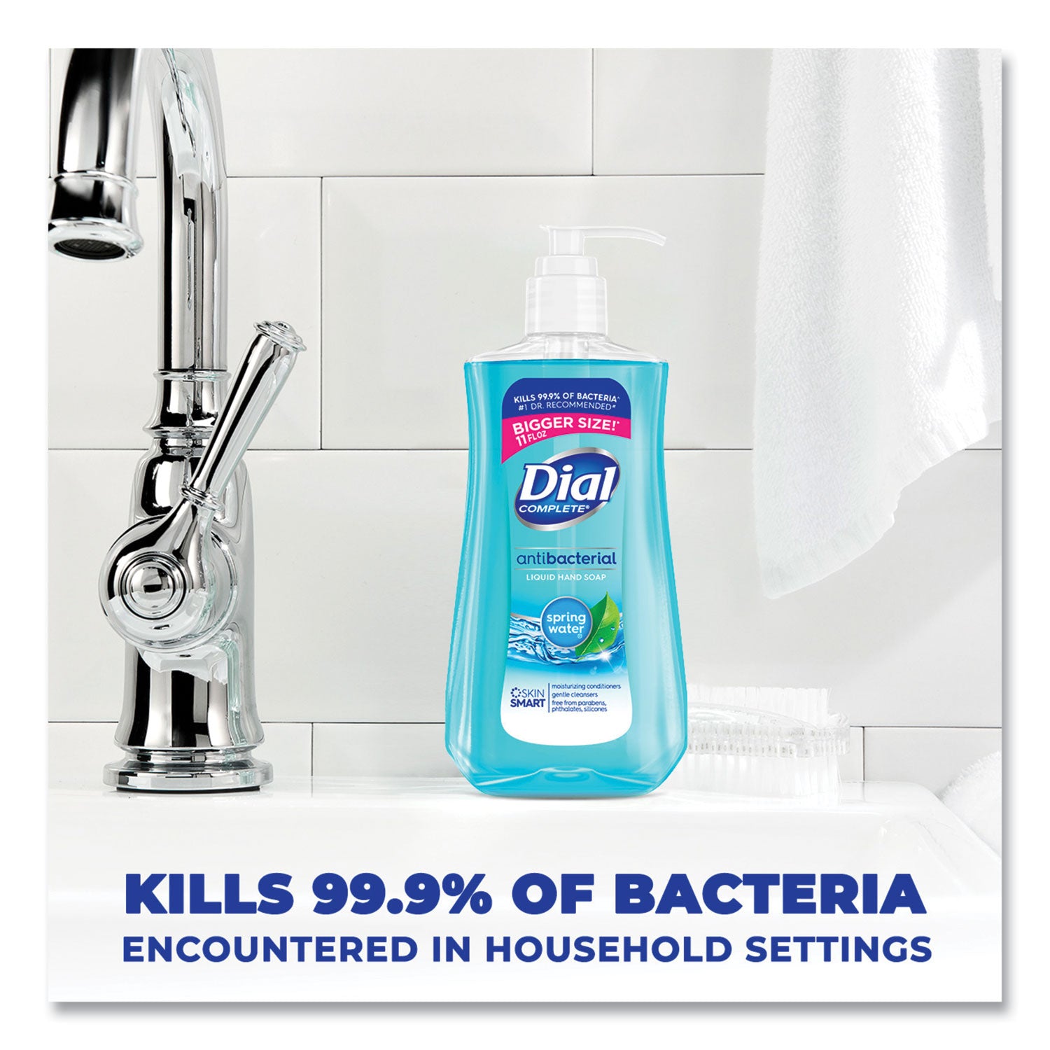 Dial® Antibacterial Liquid Hand Soap, Spring Water Scent, 11 oz, 12/Carton