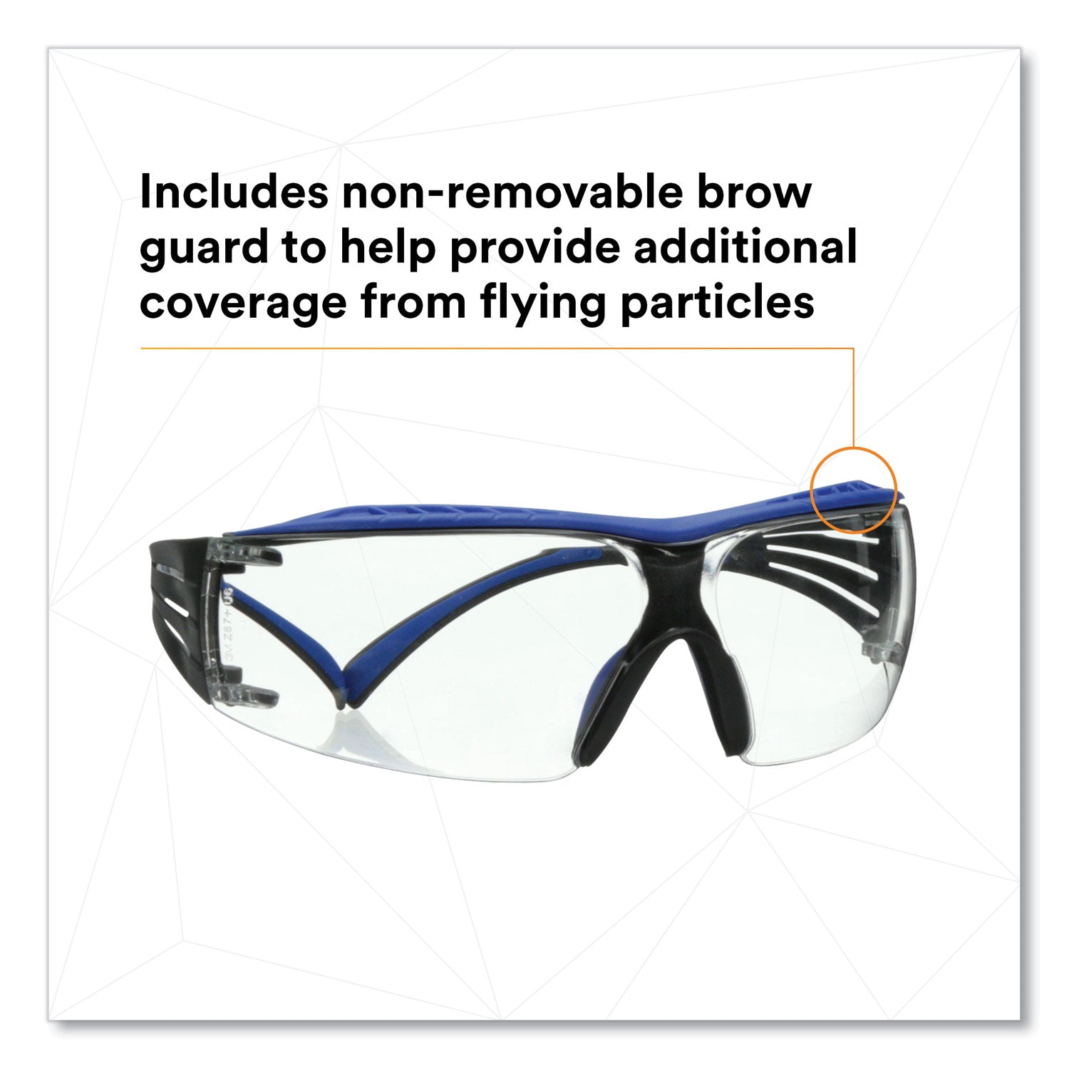 3M™ SecureFit Protective Eyewear, 200 Series, Blue/Gray Plastic Frame, Clear Polycarbonate Lens