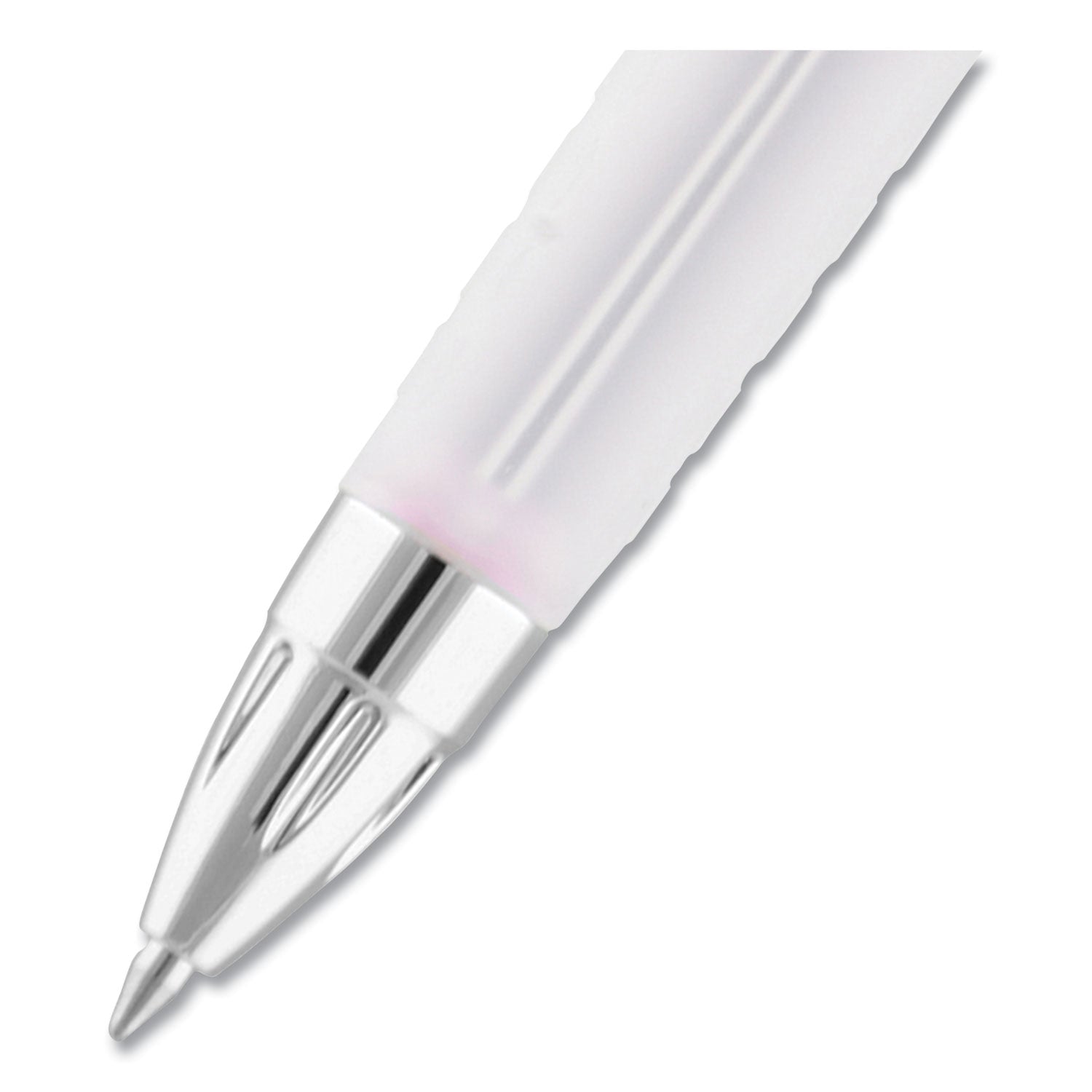 uniball® 207 Breast Cancer Awareness Gel Pen Office Pack, Retractable, Medium 0.7mm, Black Ink, Translucent Pink/White Barrel, 36/Pack