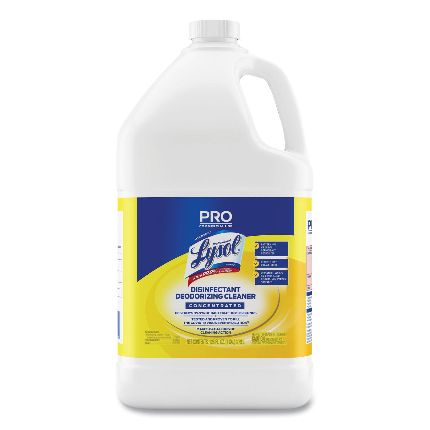 Professional LYSOL® Brand Disinfectant Deodorizing Cleaner Concentrate, Lemon Scent, 128 oz Bottle, 4/Carton