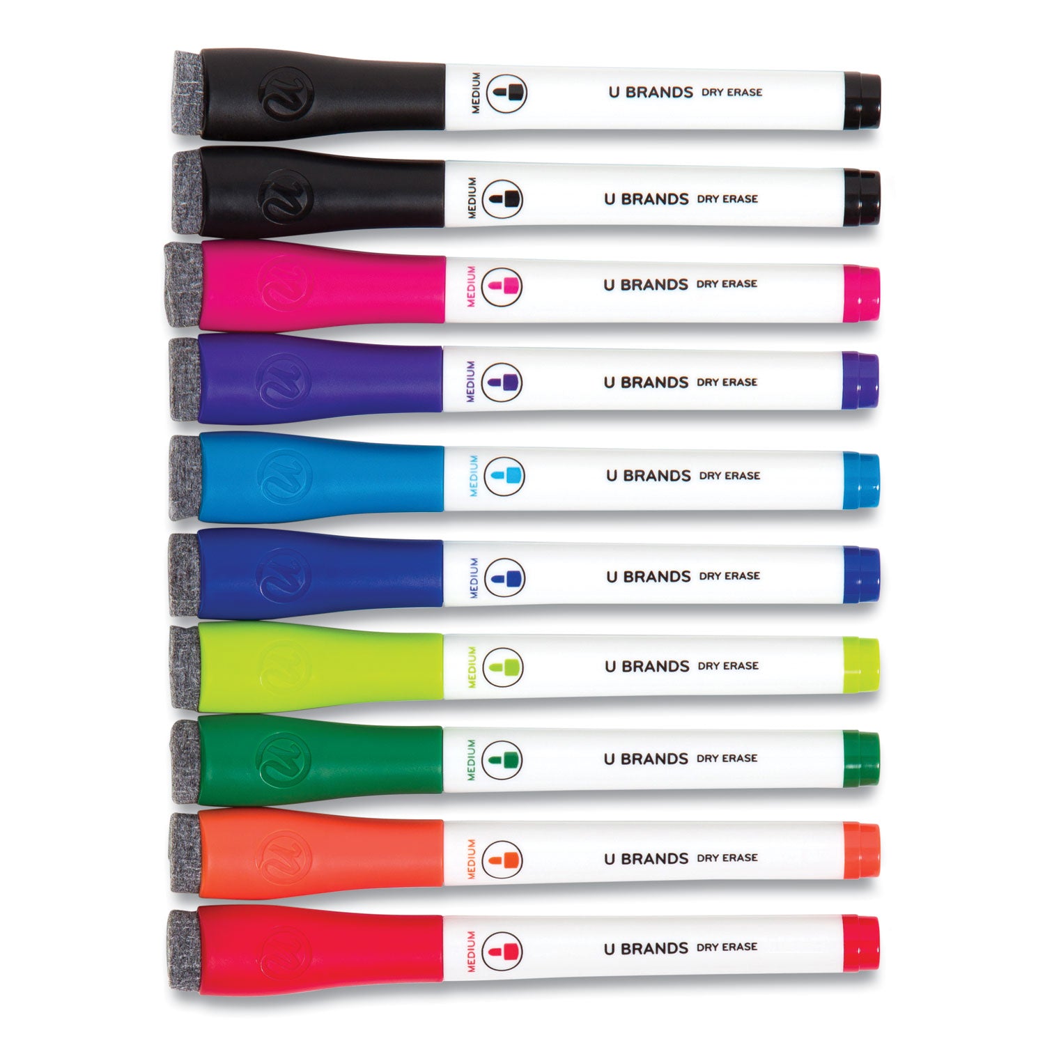 U Brands Medium Point Dry Erase Markers, Medium Tip, Assorted Colors, 10/Pack