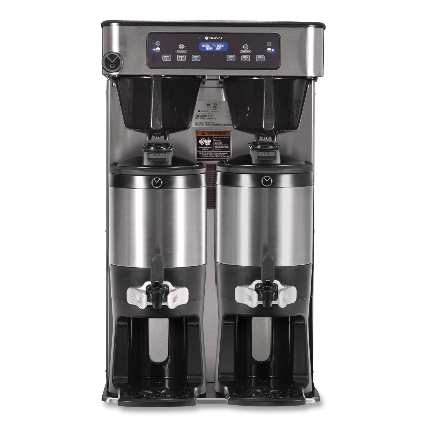 BUNN® ICB Infusion Series Twin Tall Coffee Brewer, 51 Cups, Silver/Black