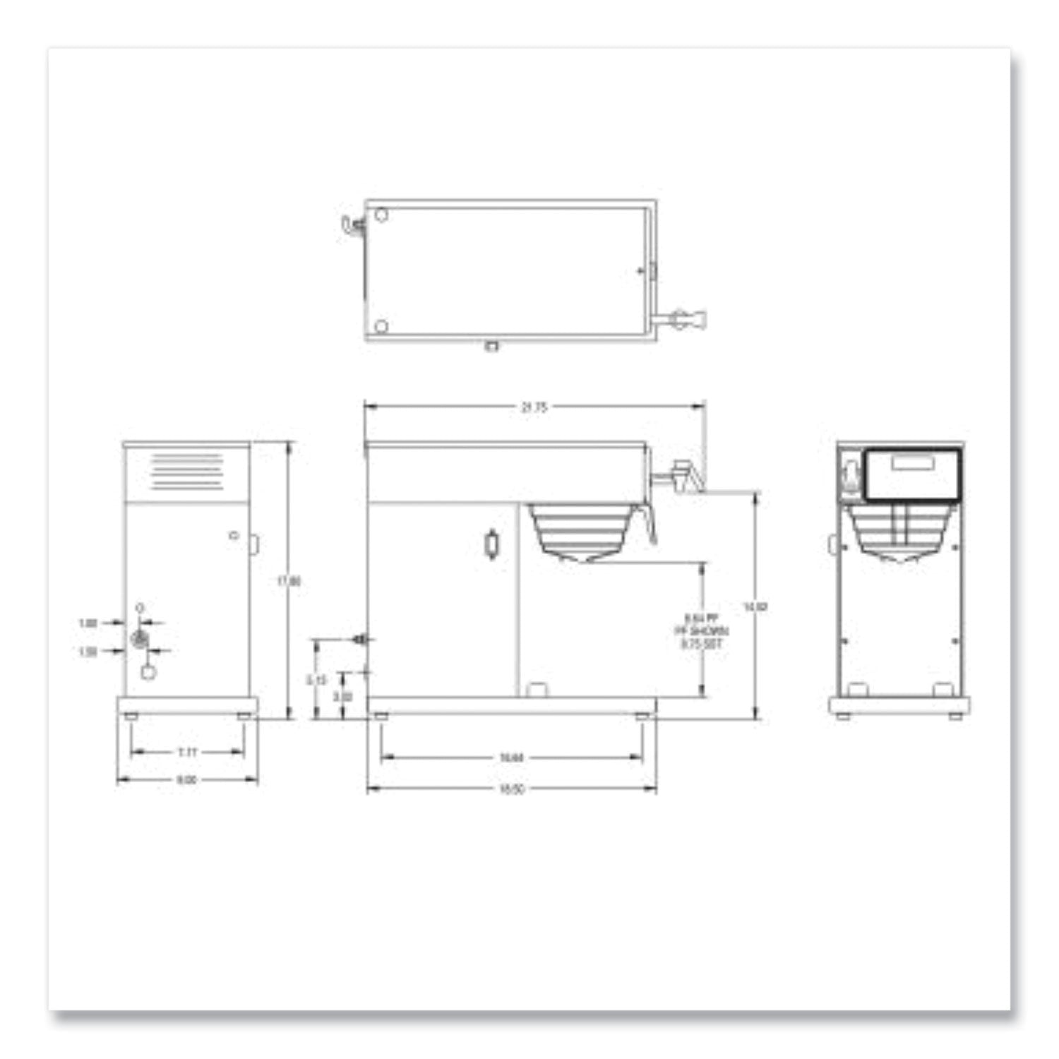 BUNN® AXIOM DV-TC Dual-Voltage Thermal Carafe Coffee Brewer, 12 Cups, Silver/Black