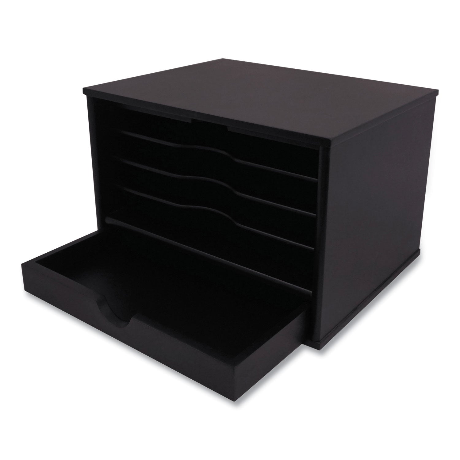 Victor® Midnight Black Collection Desktop Organizer, 5 Compartments, MDF, 13.3 x 10.5 x 9.4, Black
