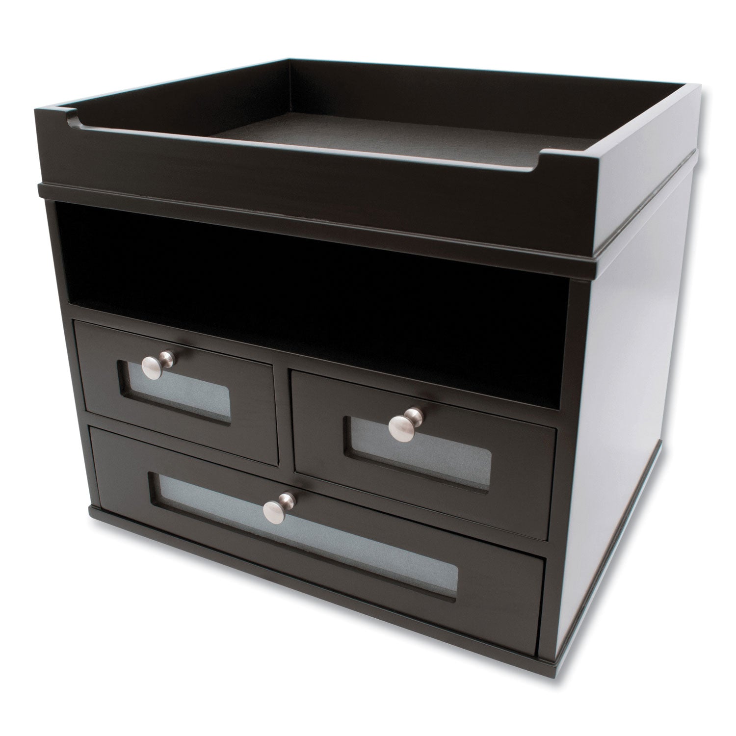 Victor® Midnight Black Collection Tidy Tower, 5 Compartments, 3 Drawers, 12.8 x 10.6 x 10.9, Black