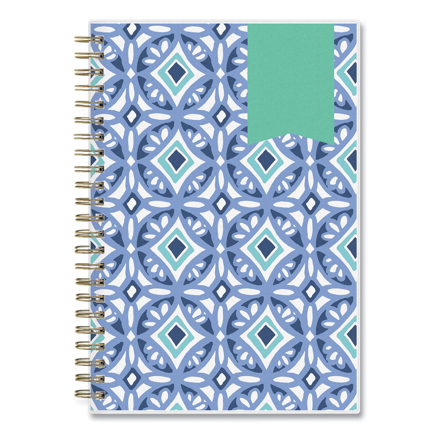 Blue Sky® Day Designer Tile Weekly/Monthly Planner, Geometric Artwork, 8 x 5, Blue/White Cover, 12-Month (Jan to Dec): 2025