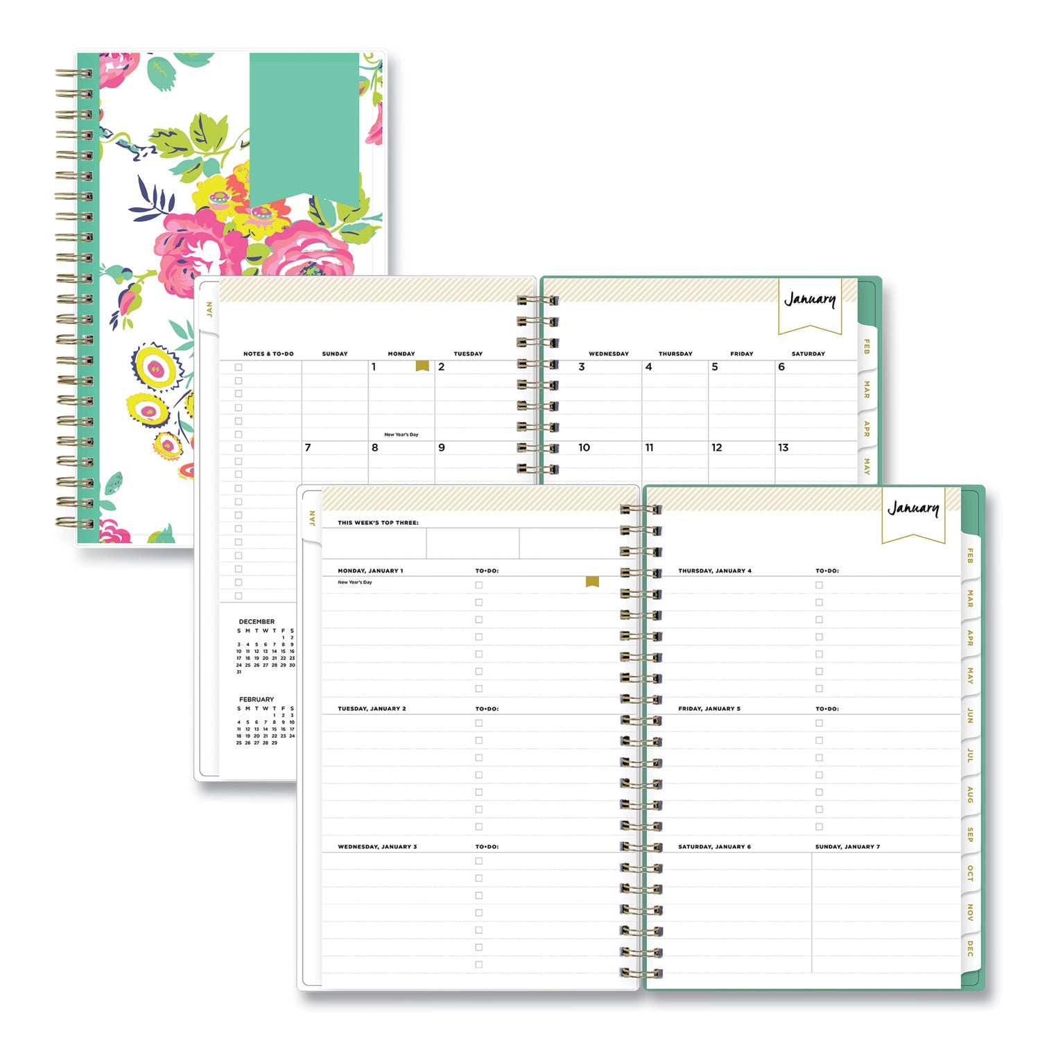 Day Designer Peyton Create-Your-Own Cover Weekly/Monthly Planner, Floral Artwork, 8 x 5, White, 12-Month (Jan-Dec): 2024
