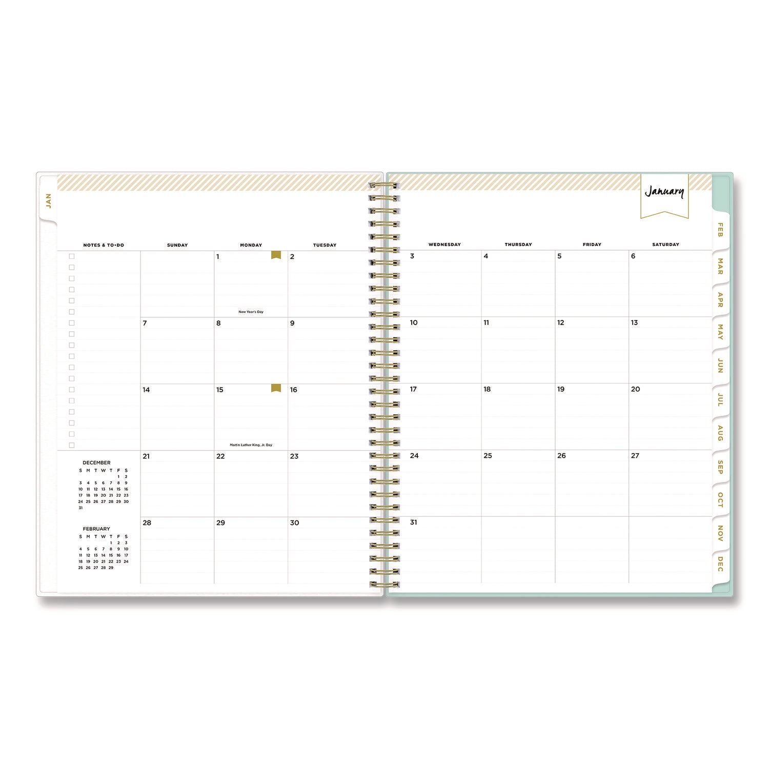 Blue Sky® Day Designer Secret Garden Mint Frosted Weekly/Monthly Planner, Floral Artwork, 11 x 8.5, 12-Month (Jan to Dec): 2025