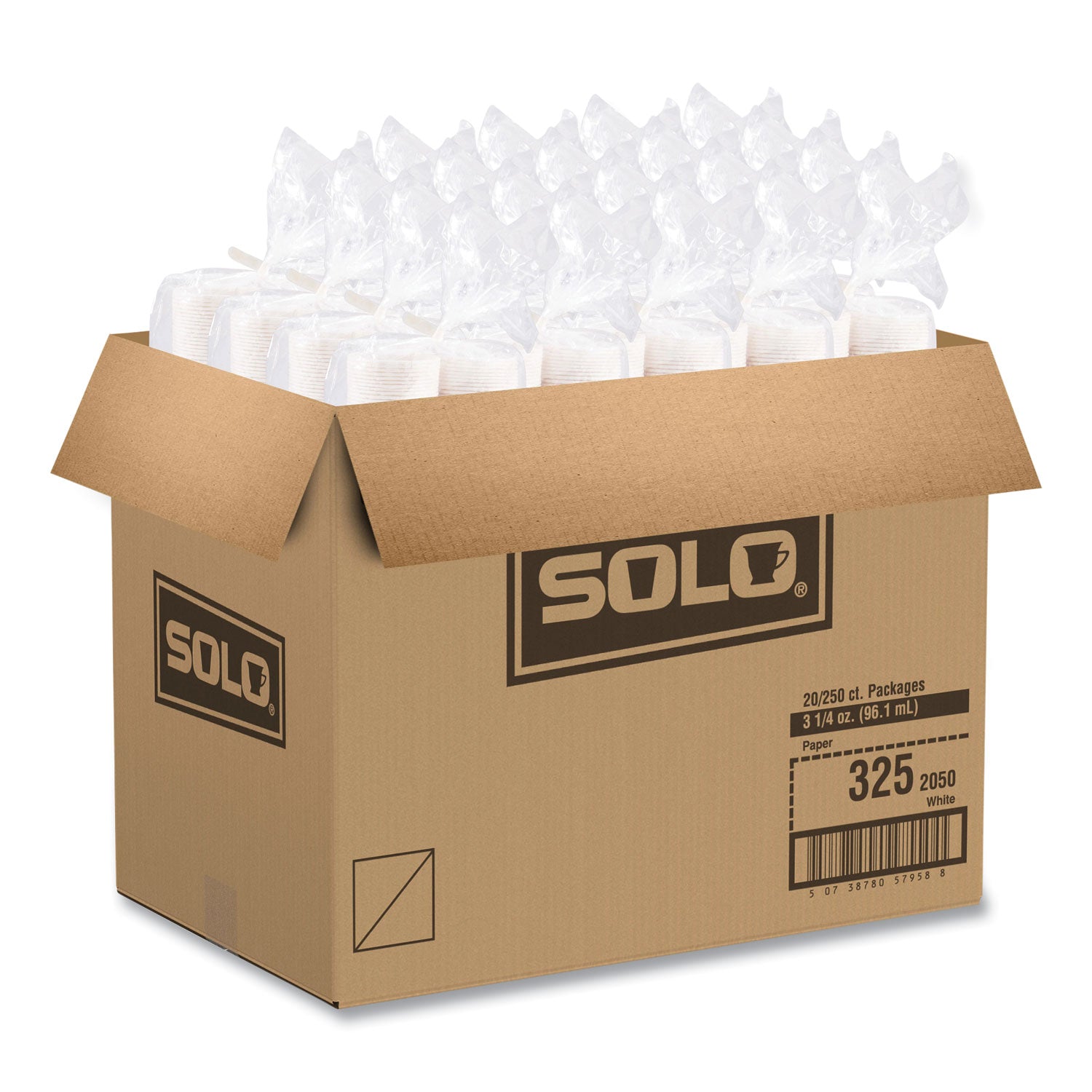 SOLO® Paper Portion Cups, 3.25 oz, White, 250/Bag, 20 Bags/Carton