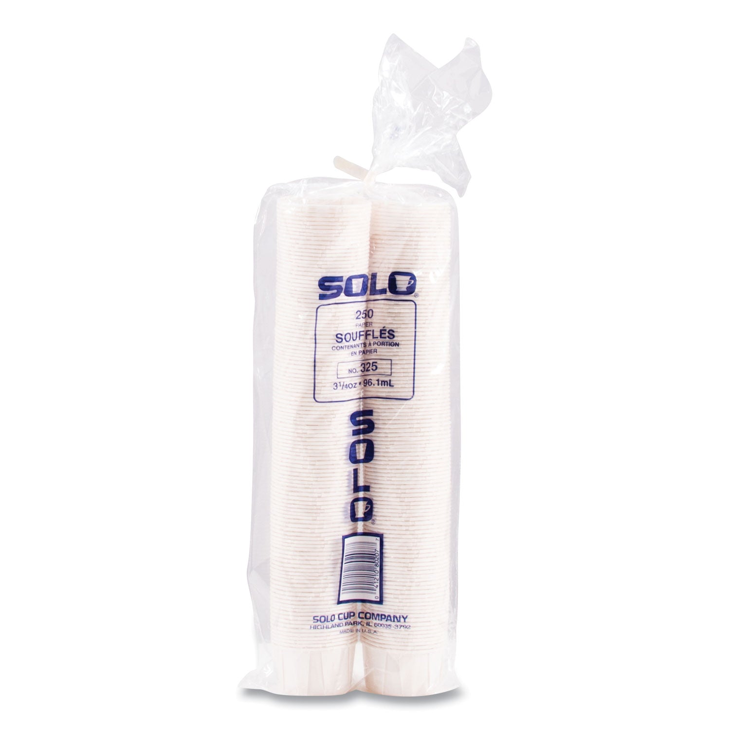 SOLO® Paper Portion Cups, 3.25 oz, White, 250/Bag, 20 Bags/Carton