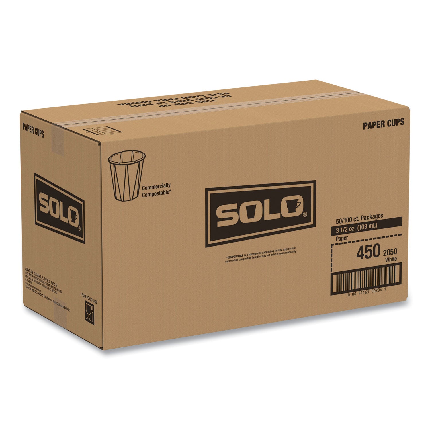 SOLO® Paper Portion Cups, 3.5 oz, White, 100/Bag, 50 Bags/Carton