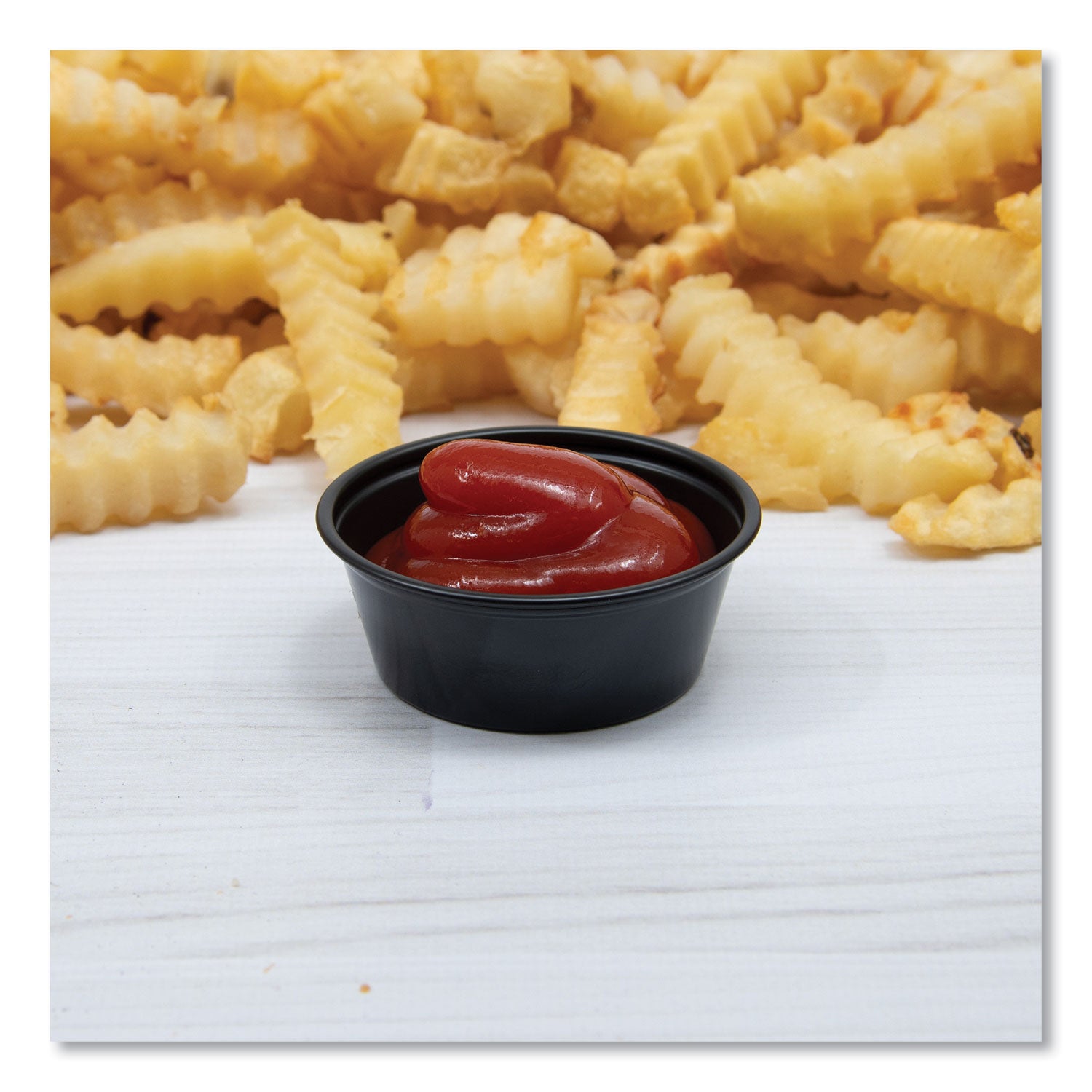 SOLO® Portion Containers, 1.5 oz, Plastic, Black, 250/Bag, 10 Bags/Carton