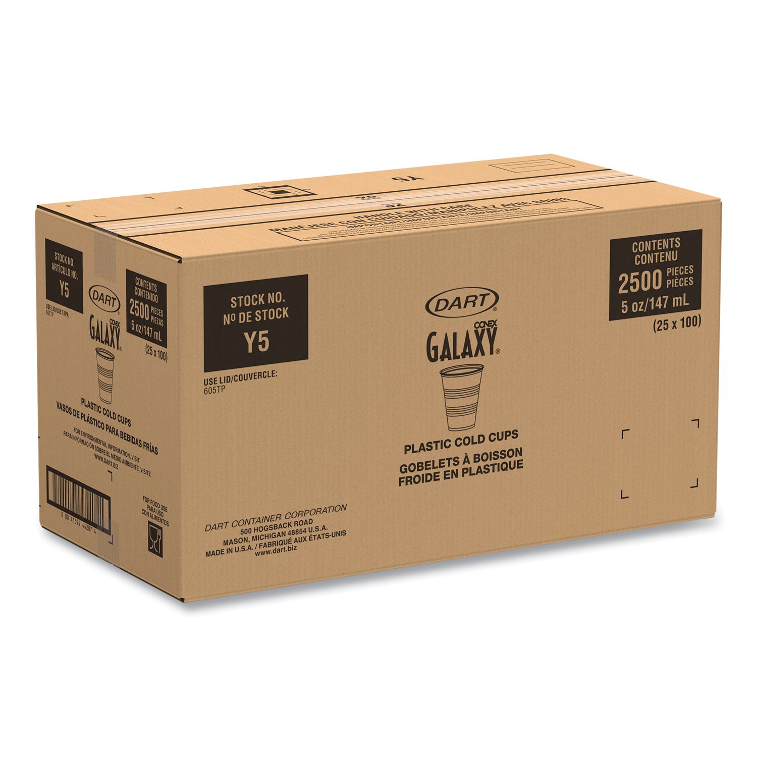 Dart® High-Impact Polystyrene Cold Cups, 5 oz, Plastic, Translucent, 100/Pack