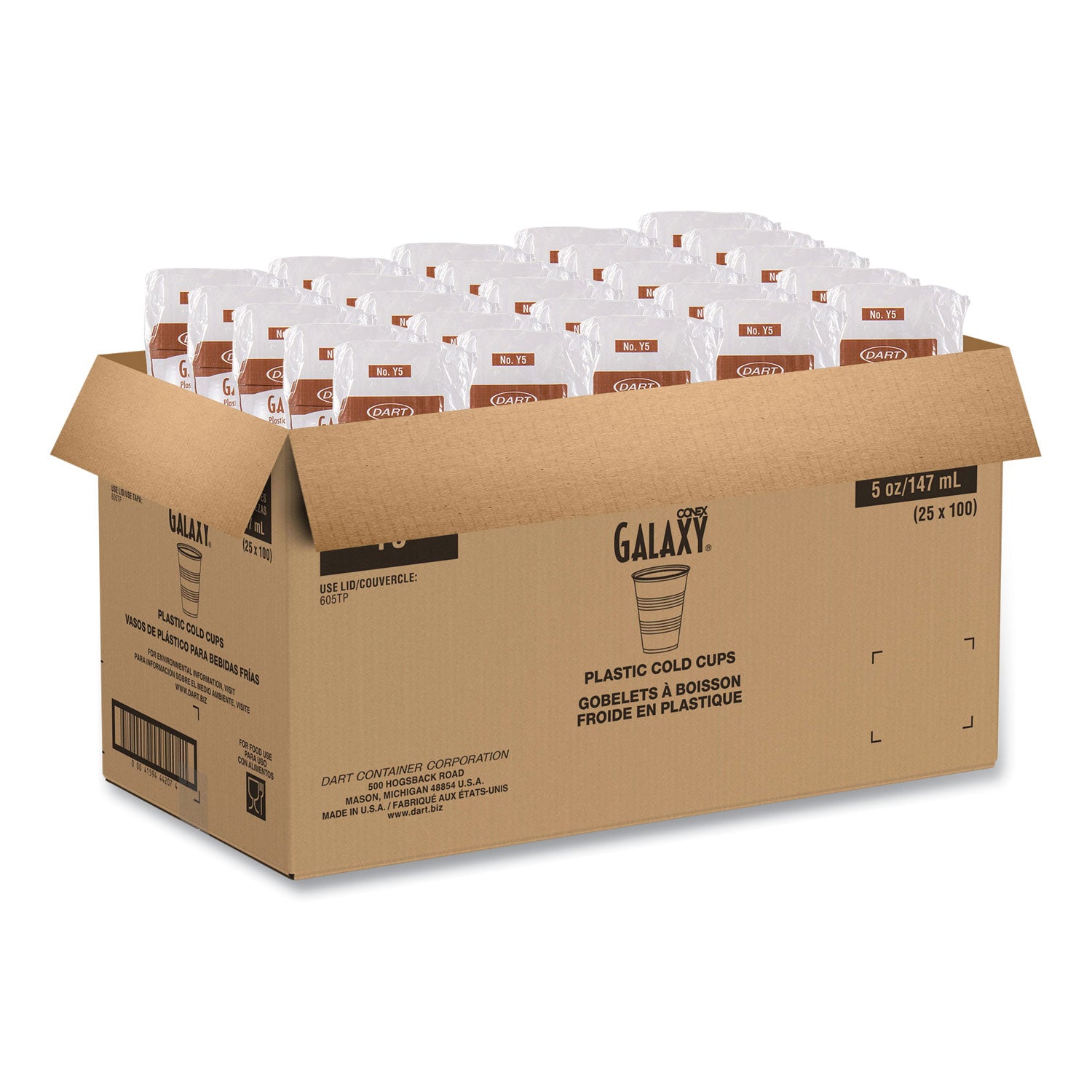 Dart® High-Impact Polystyrene Cold Cups, 5 oz, Plastic, Translucent, 100/Pack