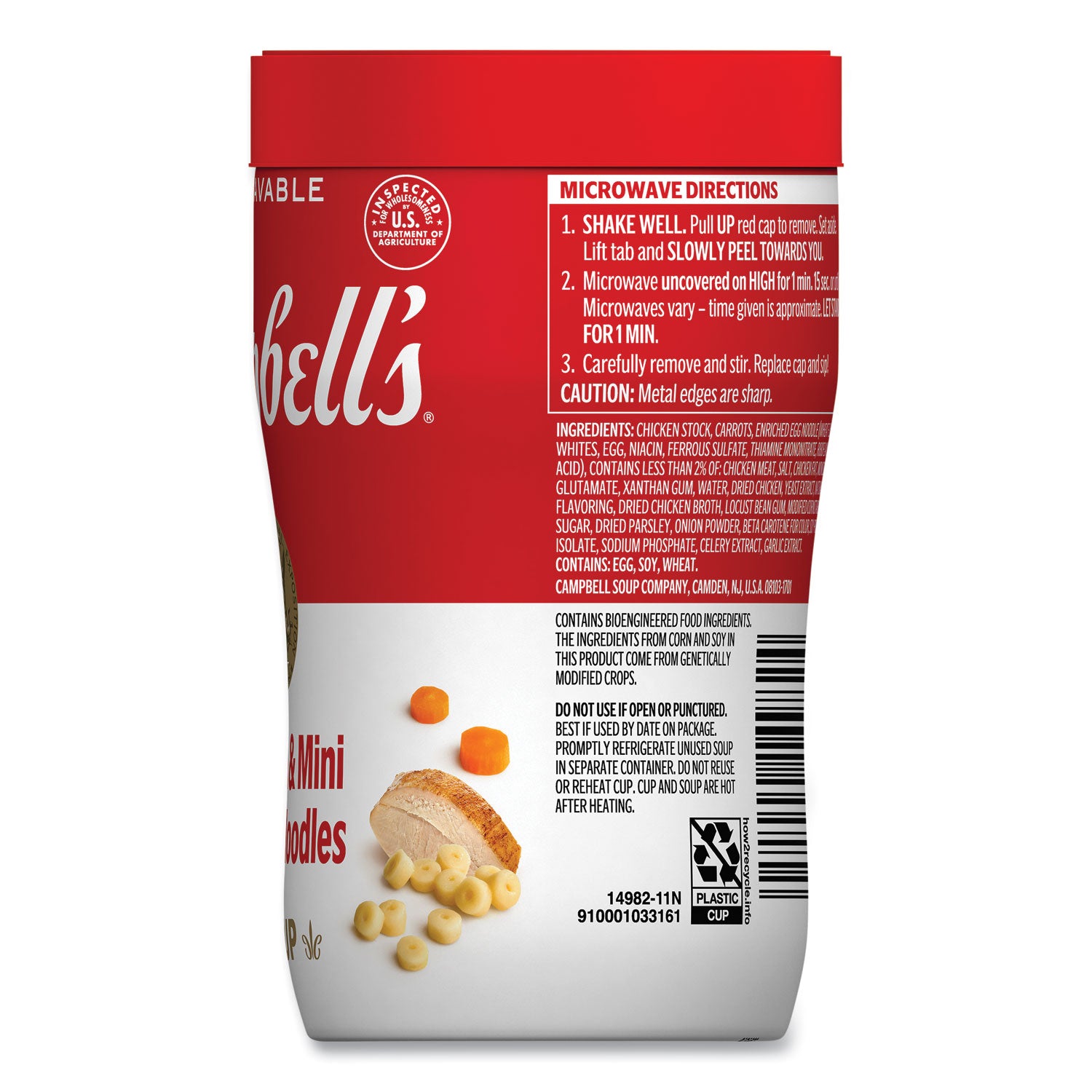 Campbell's® Soup On The Go Chicken with Mini Noodles, 10.75 oz Cup, 8/Carton