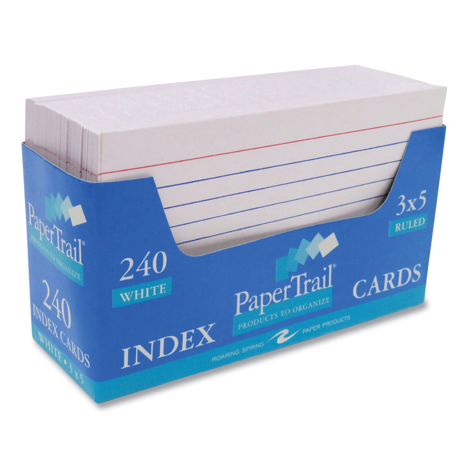 Roaring Spring® Trayed Index Cards, Narrow Rule, 3 x 5, 240 Cards/Tray, 36/Carton