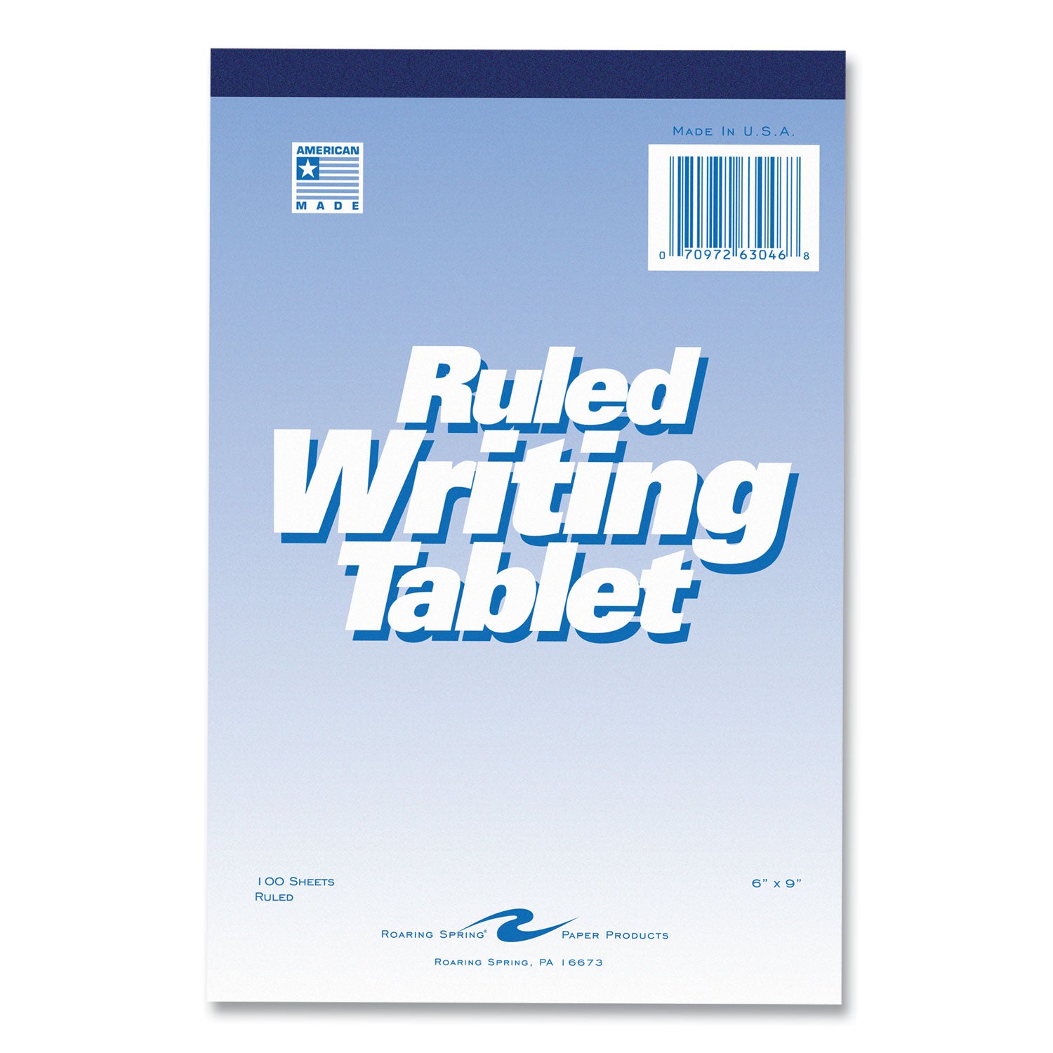 Roaring Spring® Writing Tablet, Wide/Legal Rule, 100 White 6 x 9 Sheets, 48/Carton