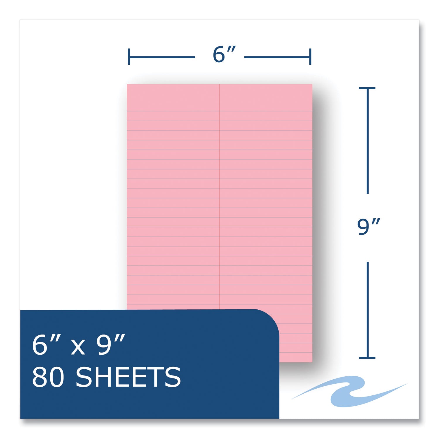 Roaring Spring® EnviroShades Steno Pad, Gregg Rule, White Cover, 80 Pink 6 x 9 Sheets, 24 Pads/Carton