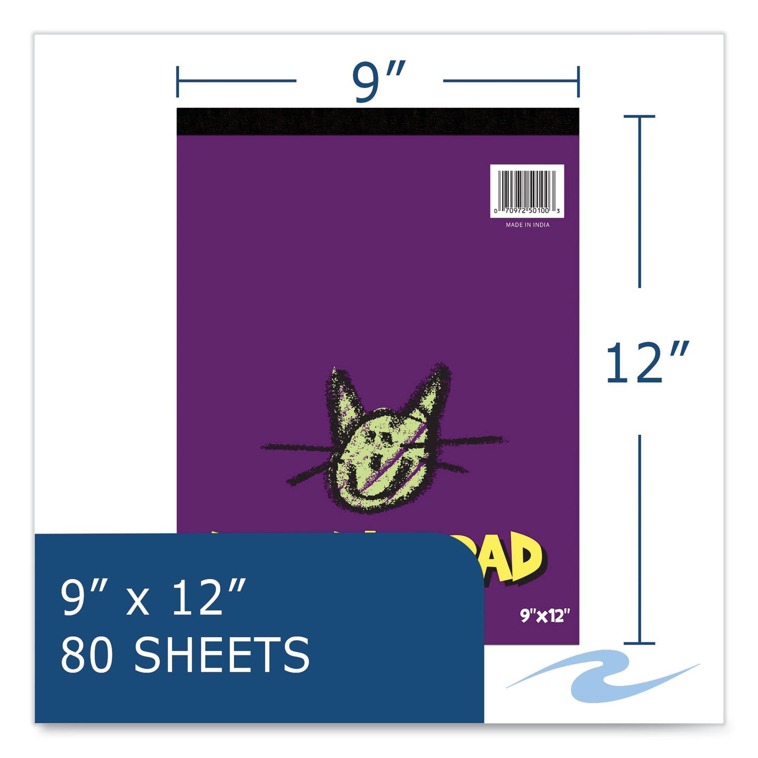 Roaring Spring® Kids Doodle Pad, 80 White 9 x 12 Sheets, 12/Carton