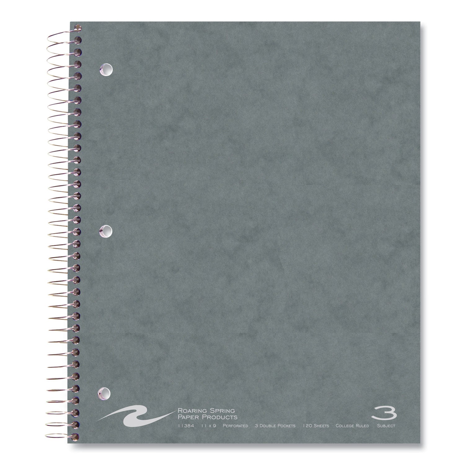 Roaring Spring® Subject Wirebound Notebook, 3-Subject, Medium/College Rule, Assorted Cover, (120) 11 x 9 Sheets, 24/Carton