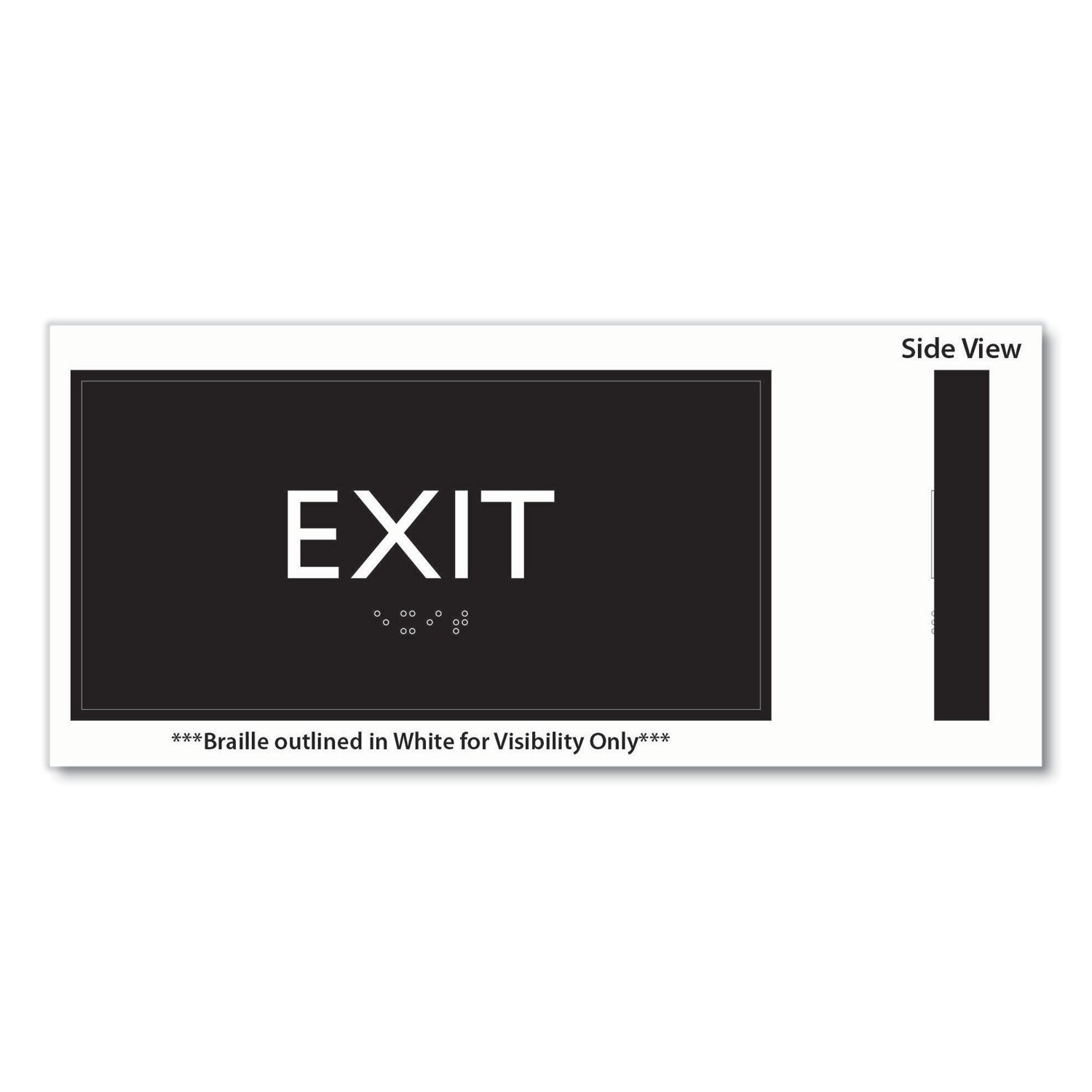 Headline® Sign ADA Sign, Exit, Plastic, 4 x 4, Clear/White