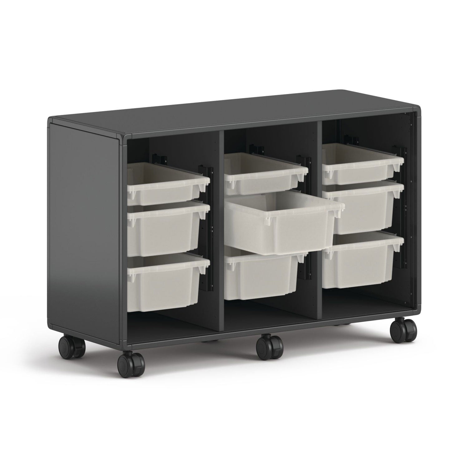 HON® Class-ifi Tote Storage Cabinet, Three-Wide, 46.63" x 18.75" x 31.38", Charcoal Gray