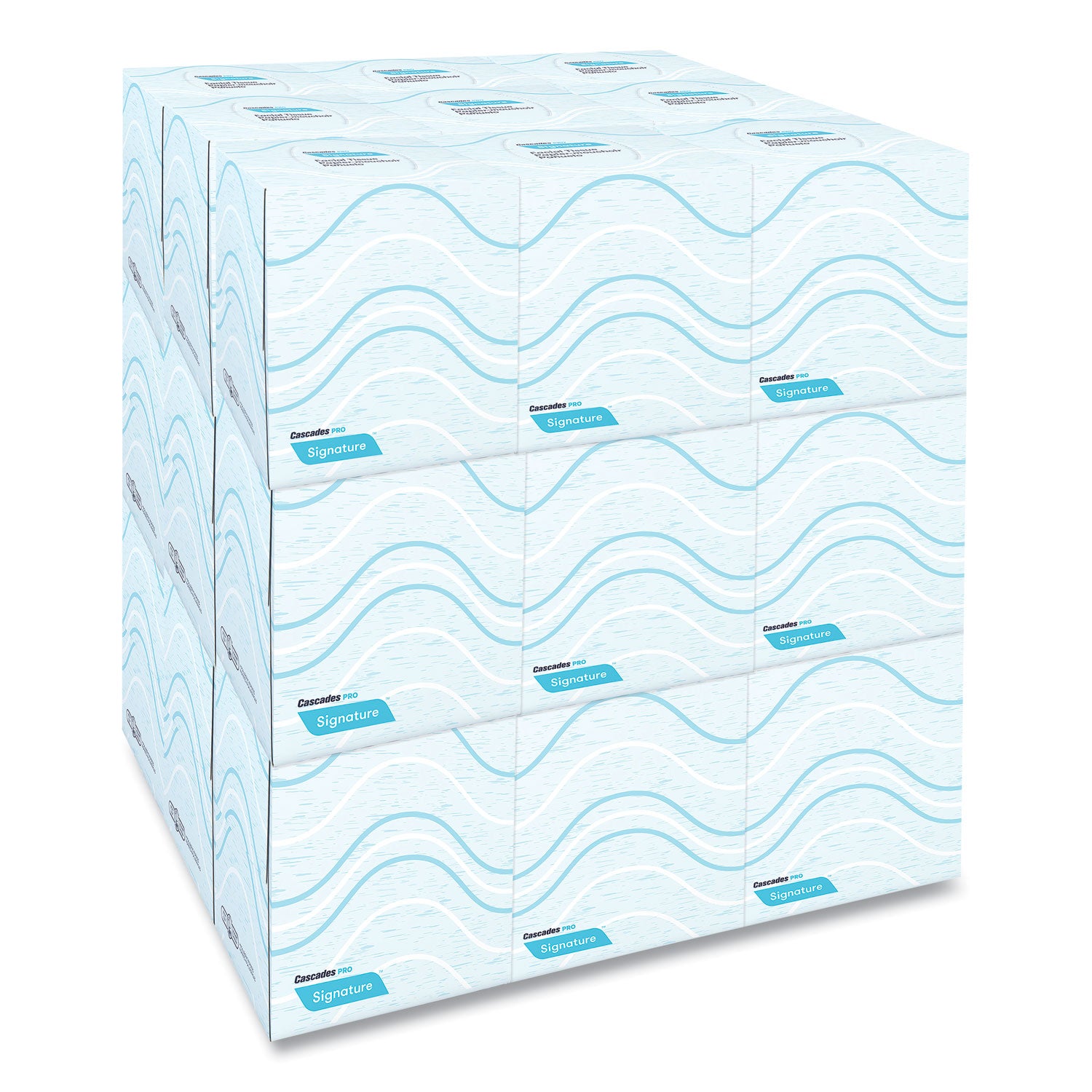 Cascades PRO Signature Facial Tissue, 2-Ply, White, Cube, 90 Sheets/box, 36 Boxes/carton